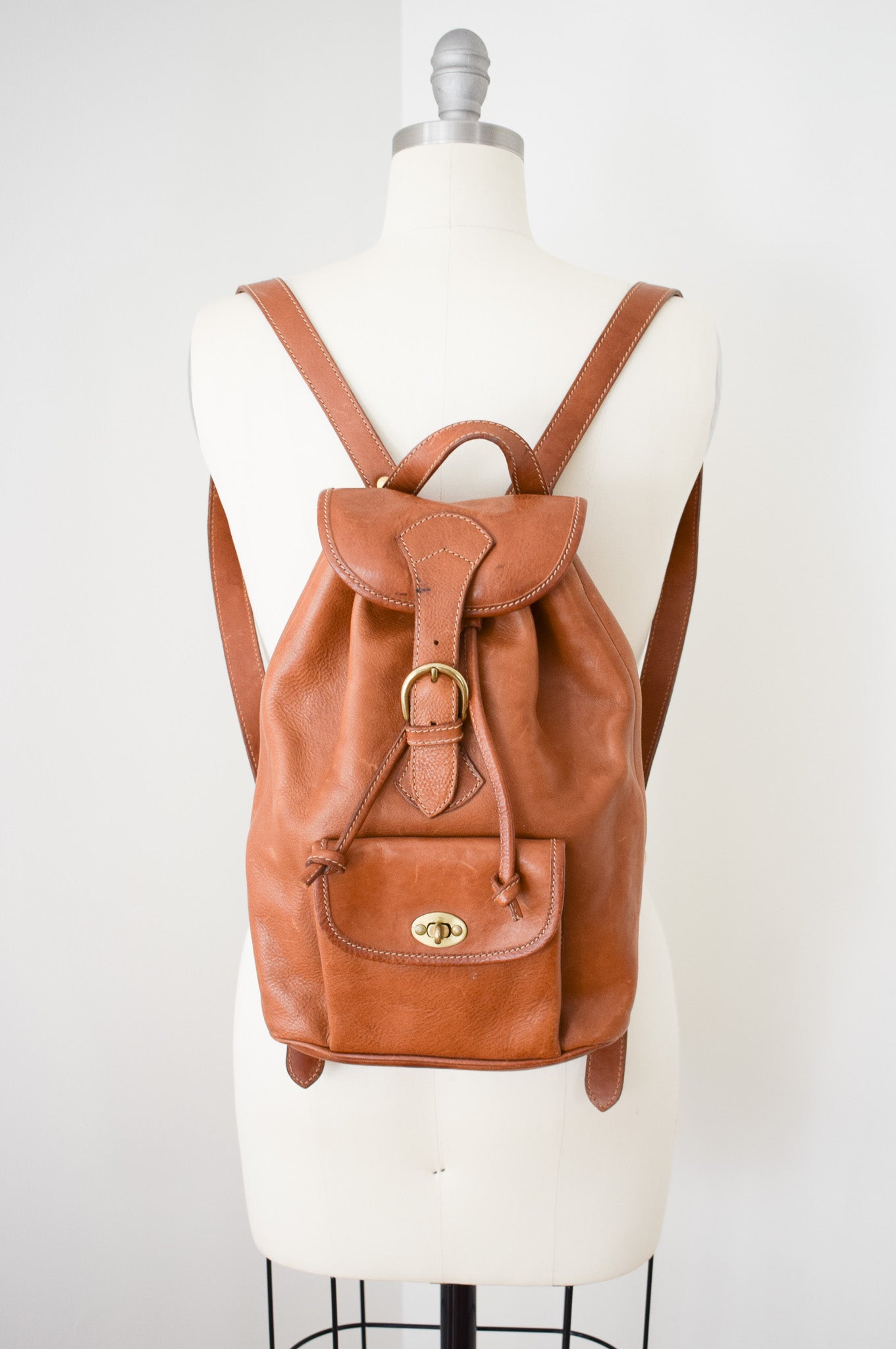 Vintage Camel Leather Backpack