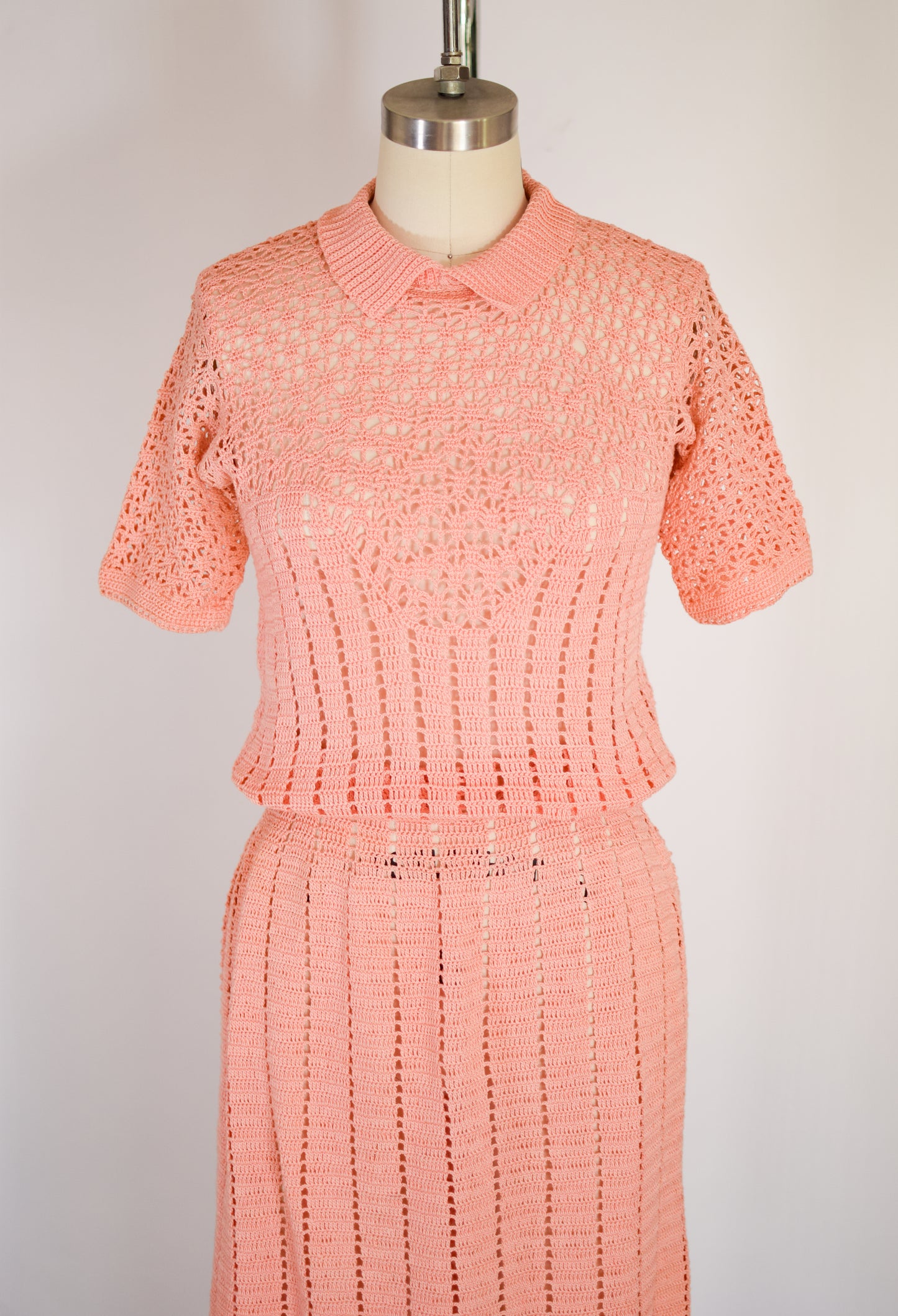 1930s Cotton Crochet Dress | S