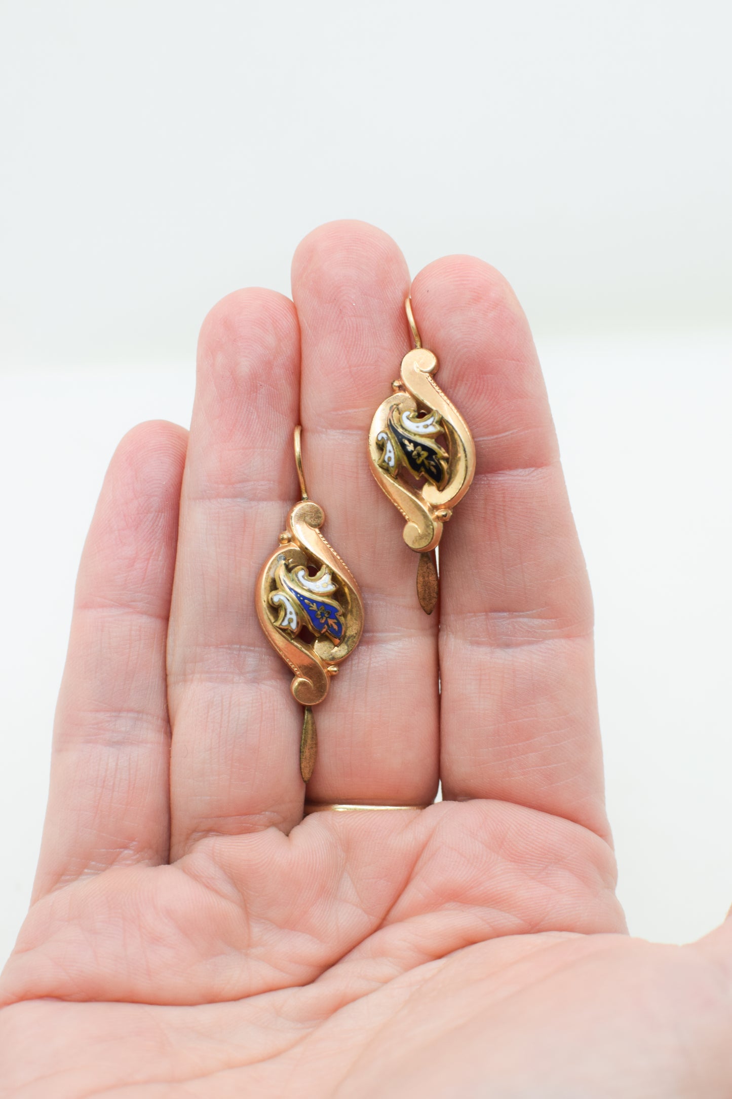 Antique Victorian Goldfill and Enamel Earrings