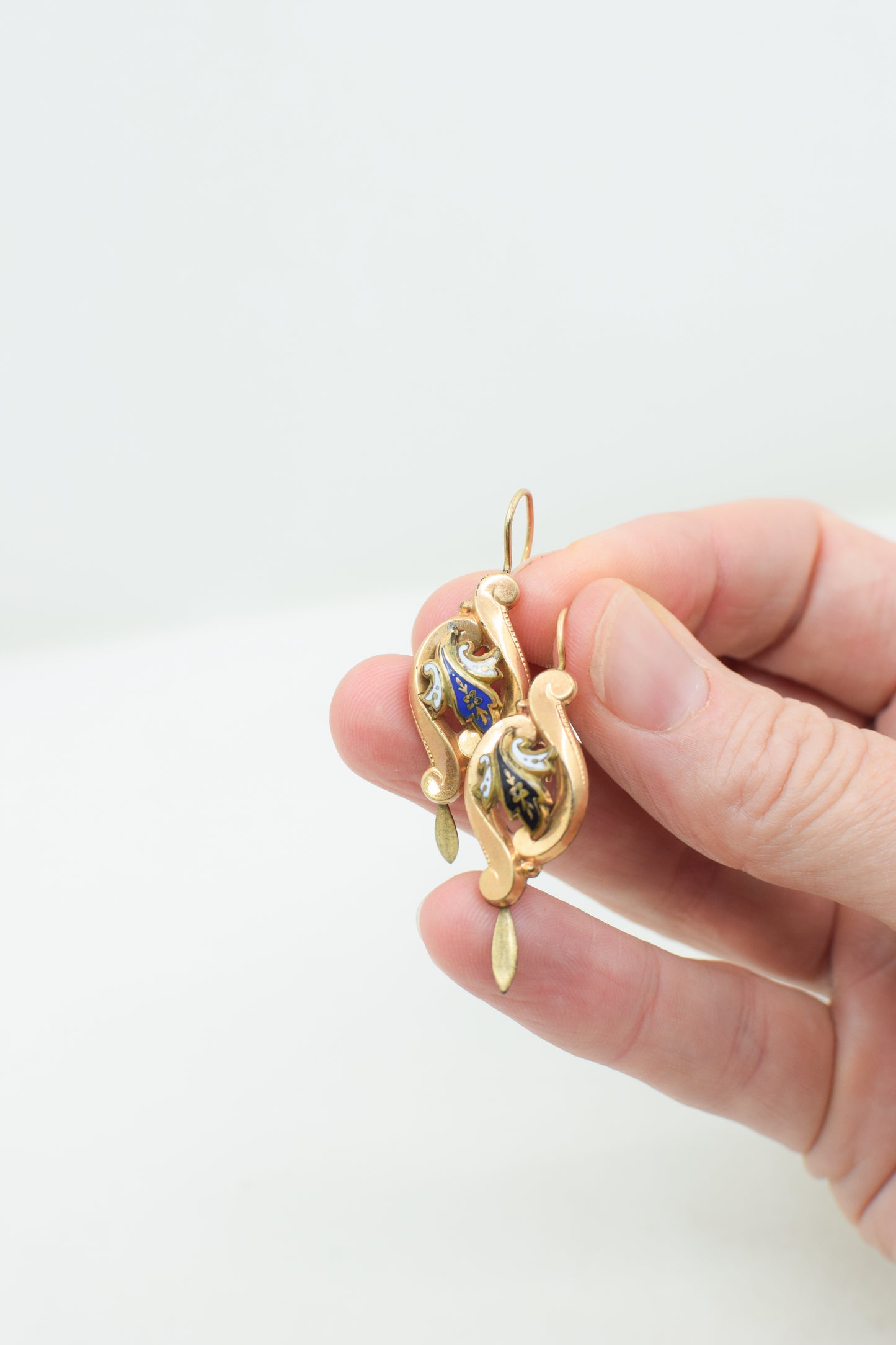 Antique Victorian Goldfill and Enamel Earrings