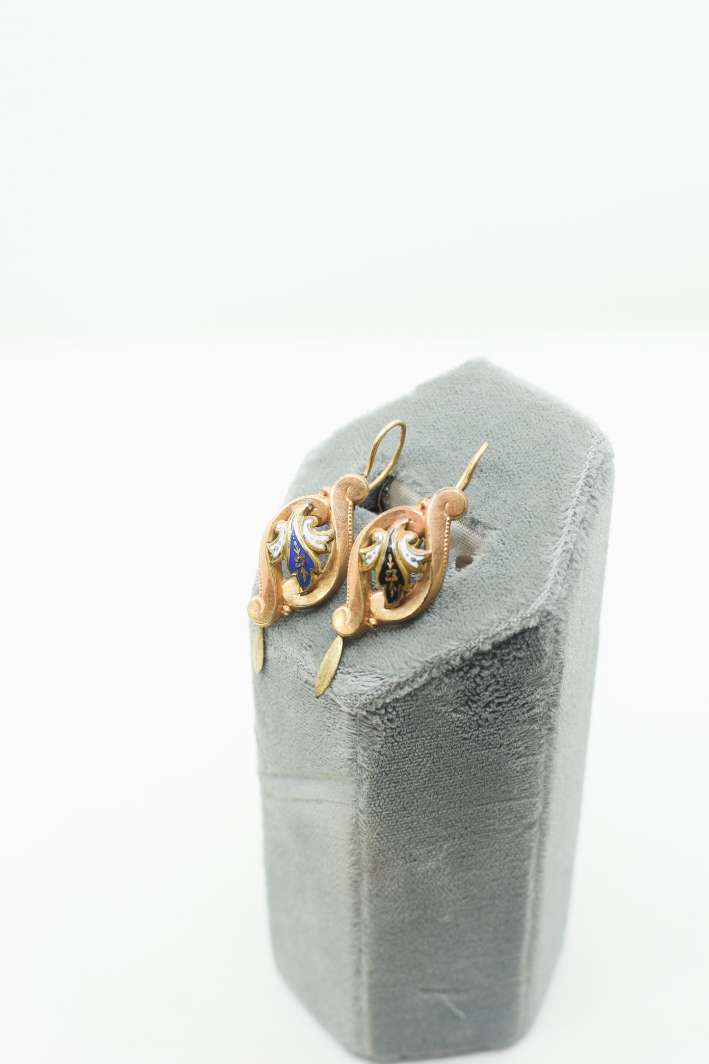 Antique Victorian Goldfill and Enamel Earrings