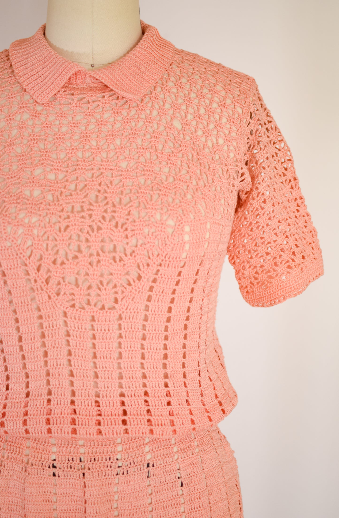 strapless open back dress 1930s Cotton Crochet Dress