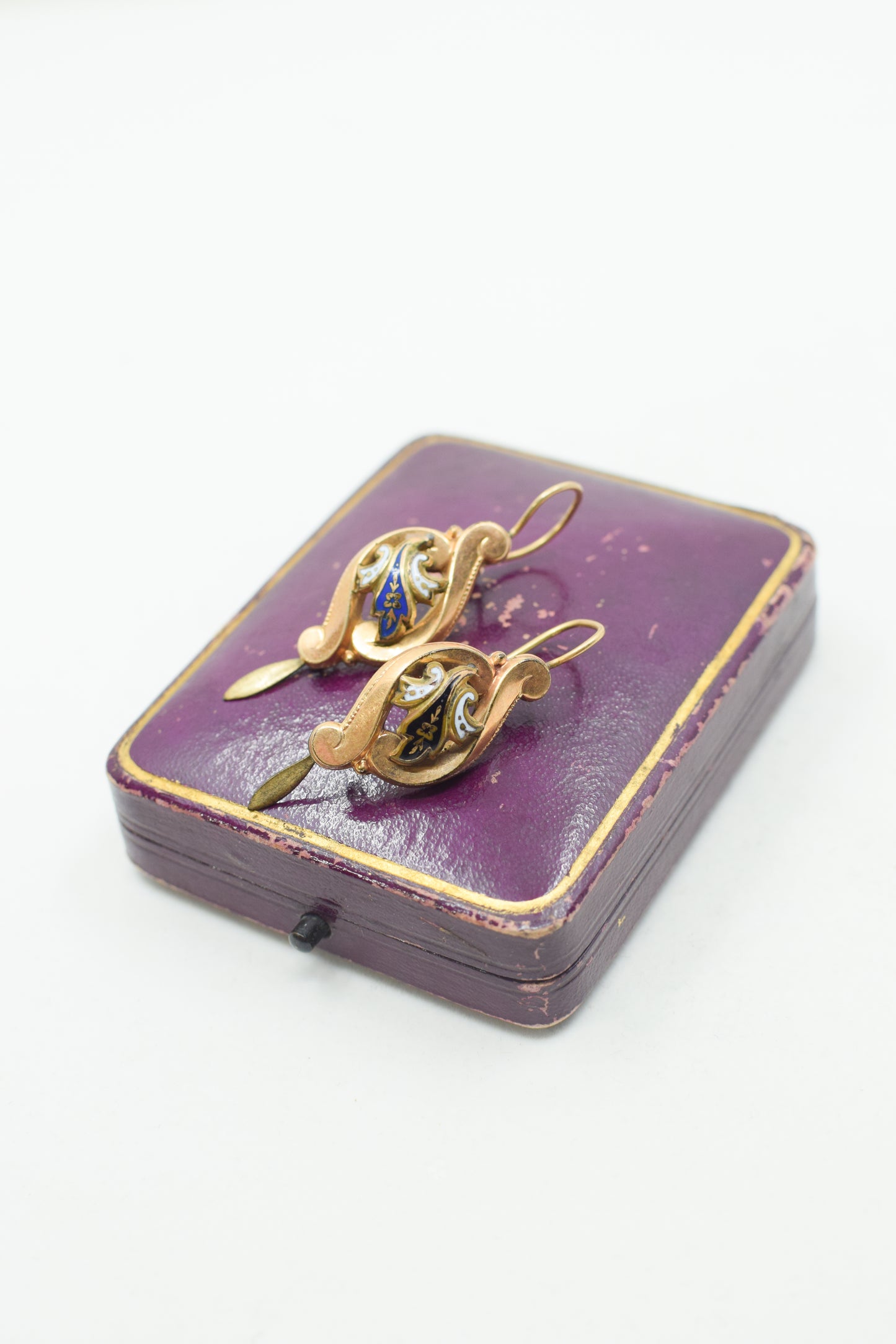 Antique Victorian Goldfill and Enamel Earrings
