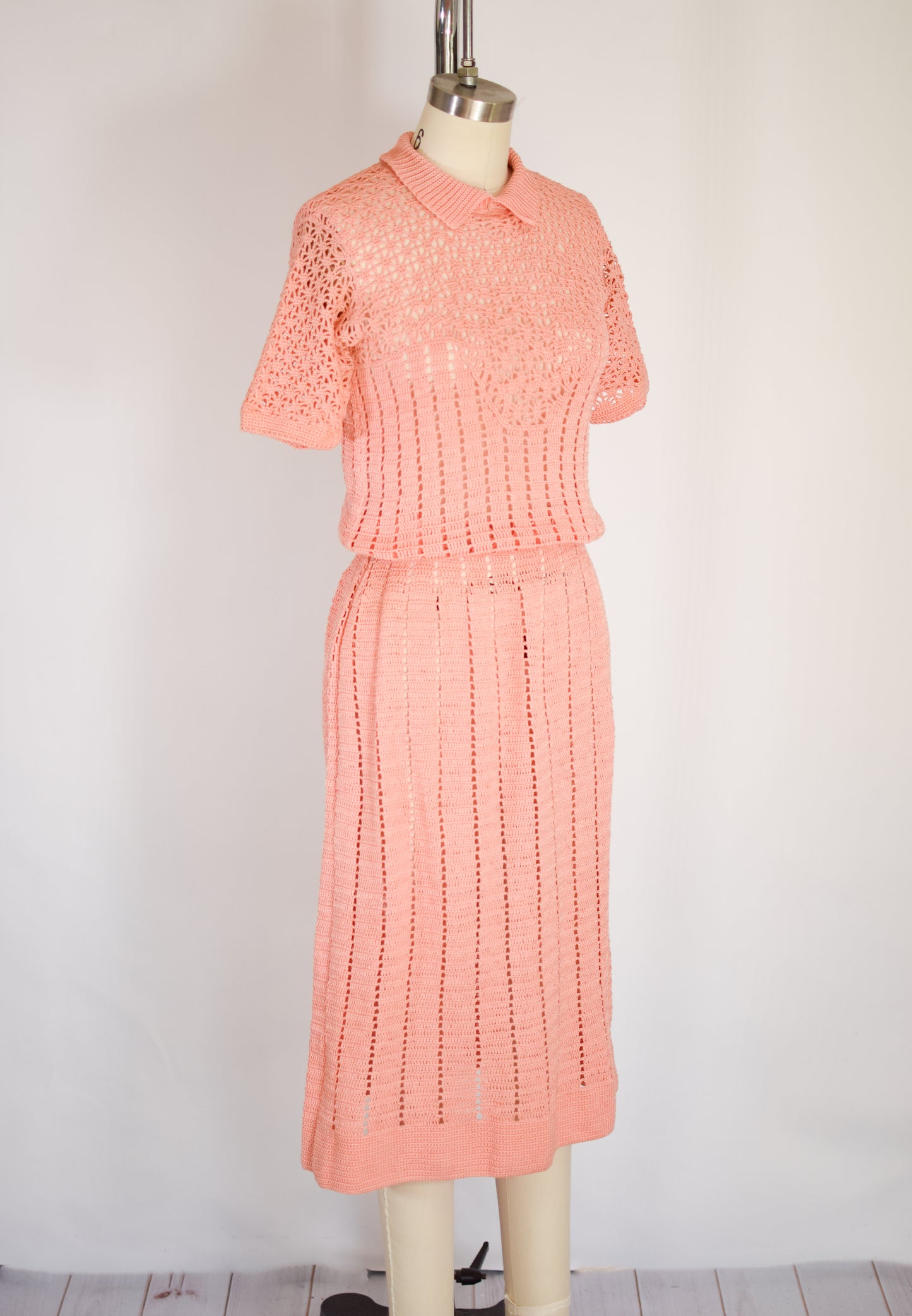 1930s Cotton Crochet Dress | S