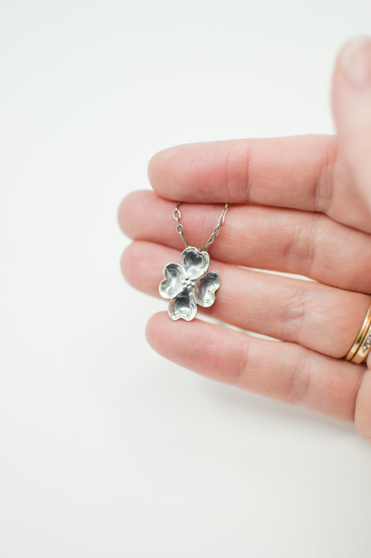 Petite Sterling Silver Dogwood Necklace by Stuart Nye