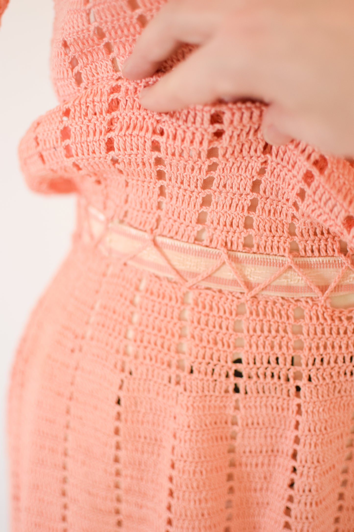 1930s Cotton Crochet Dress | S