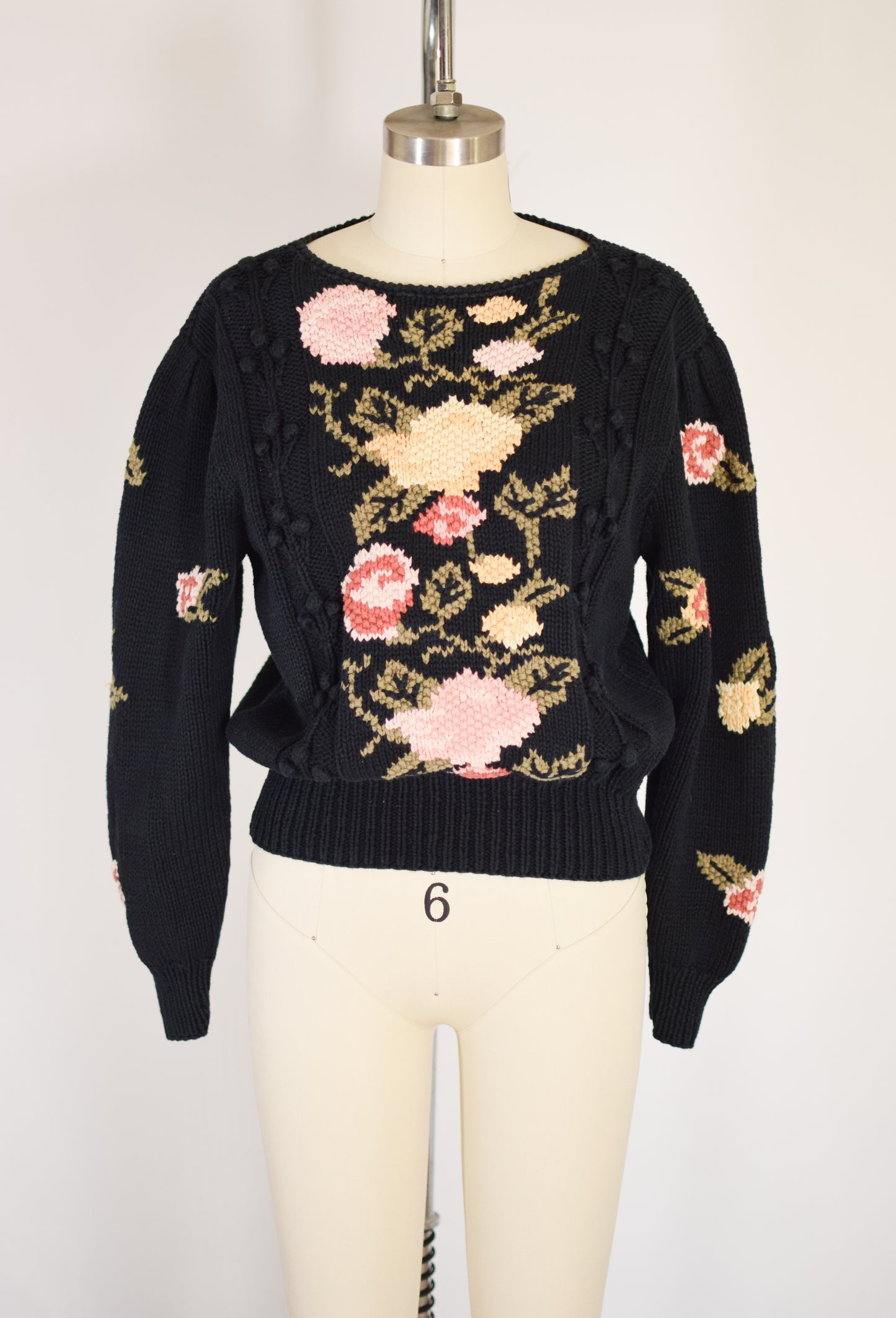 1980s Floral Knit Sweater | S