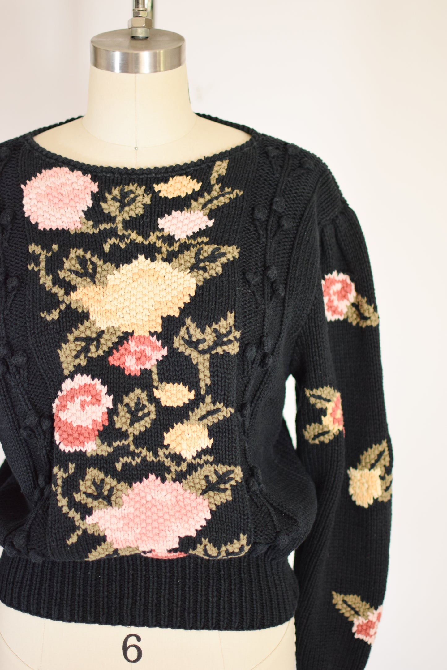1980s Floral Knit Sweater | S