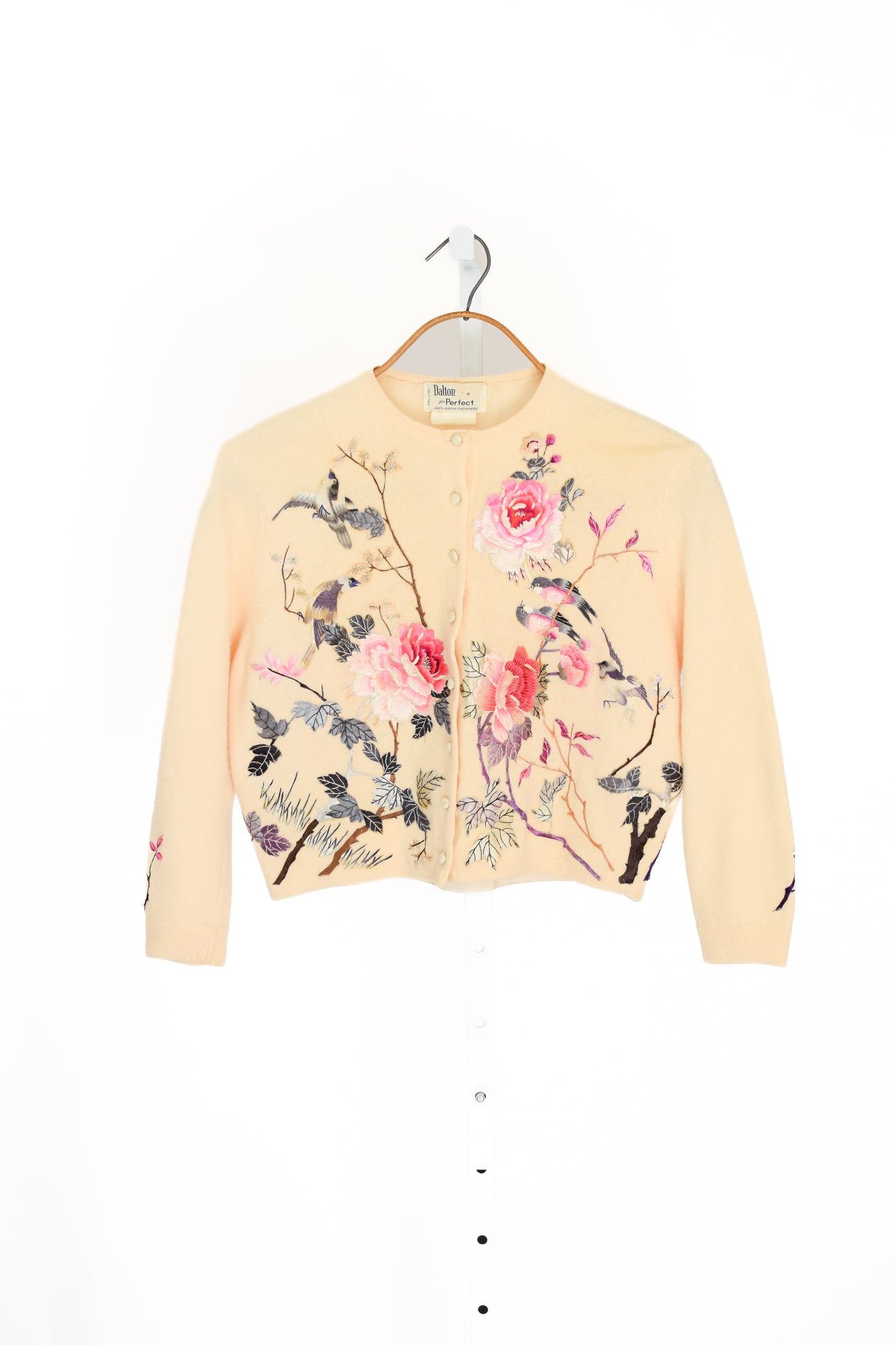 1950s/60s Embroidered Cashmere Cardigan | S