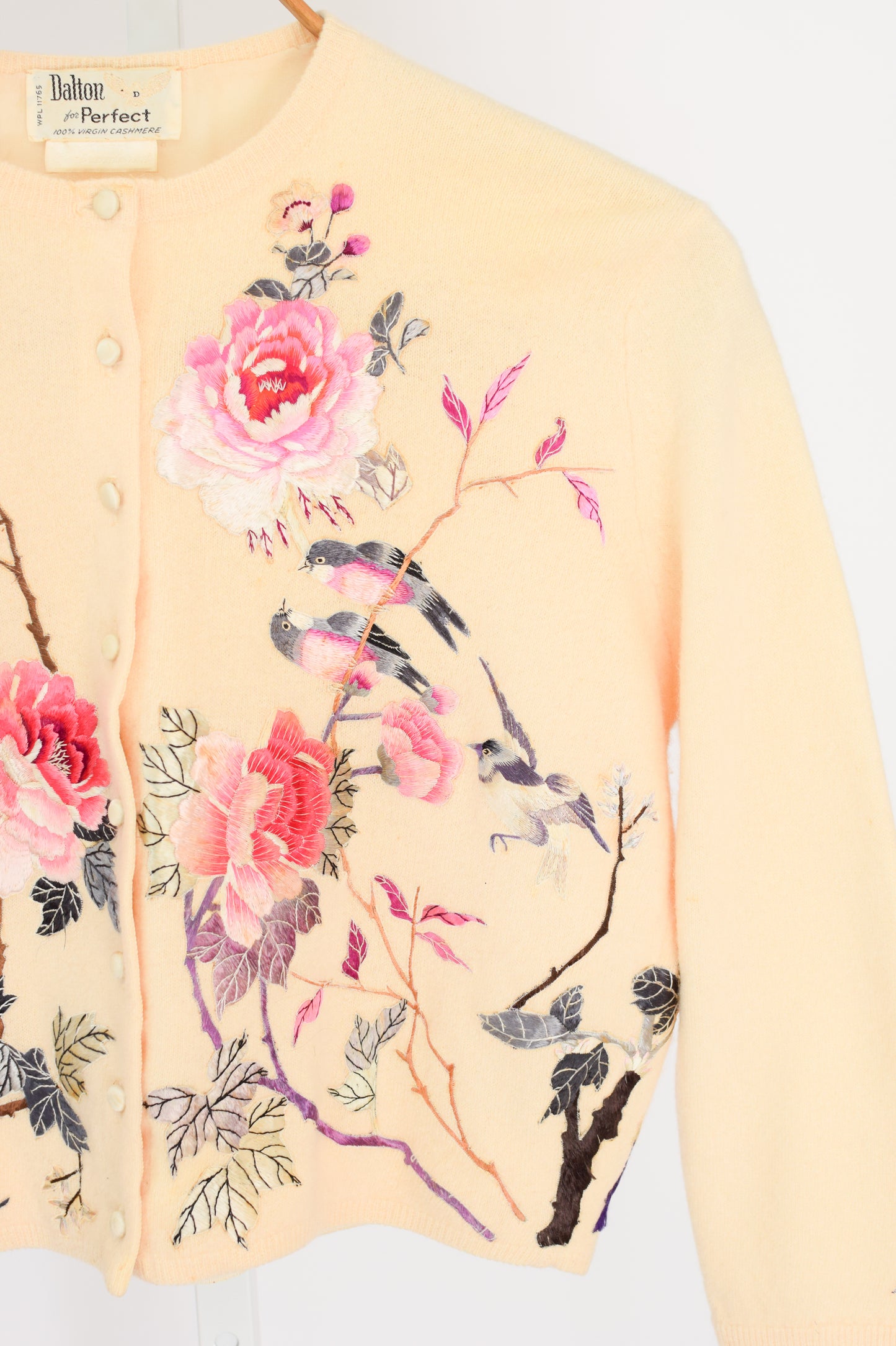 1950s/60s Embroidered Cashmere Cardigan | S