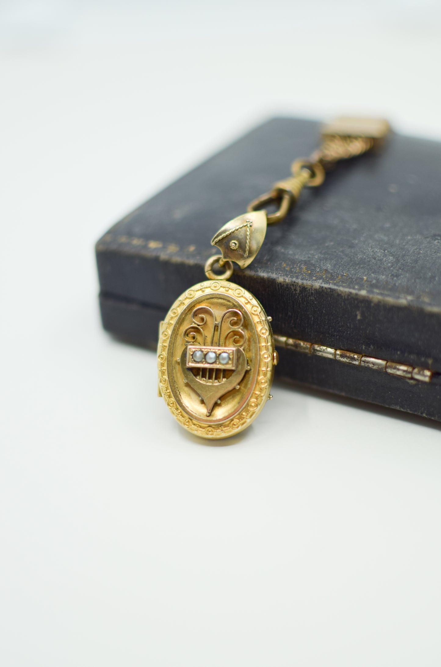 Antique Victorian Gold Filled Locket | Gold + Pearl