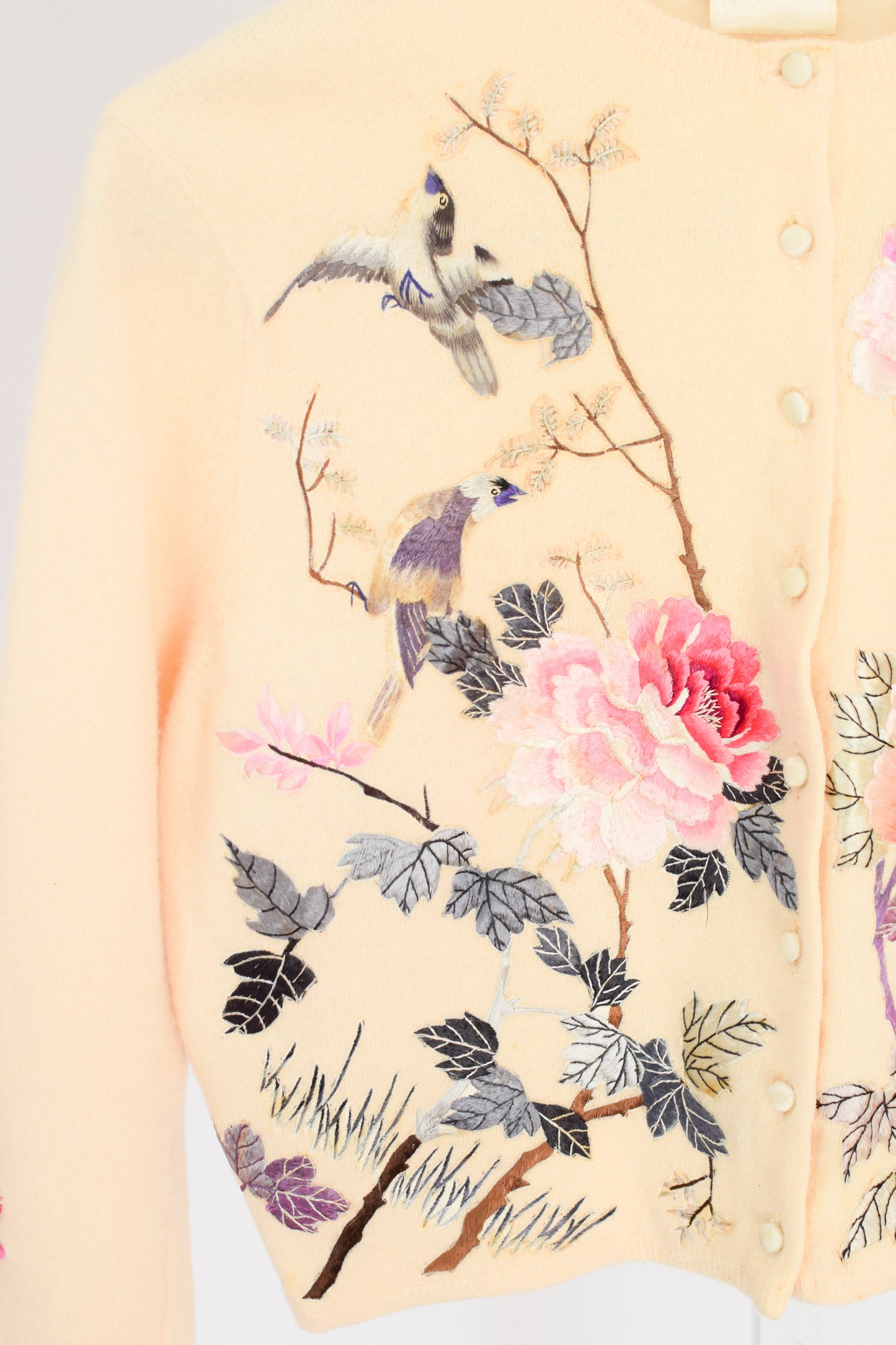 1950s/60s Embroidered Cashmere Cardigan | S