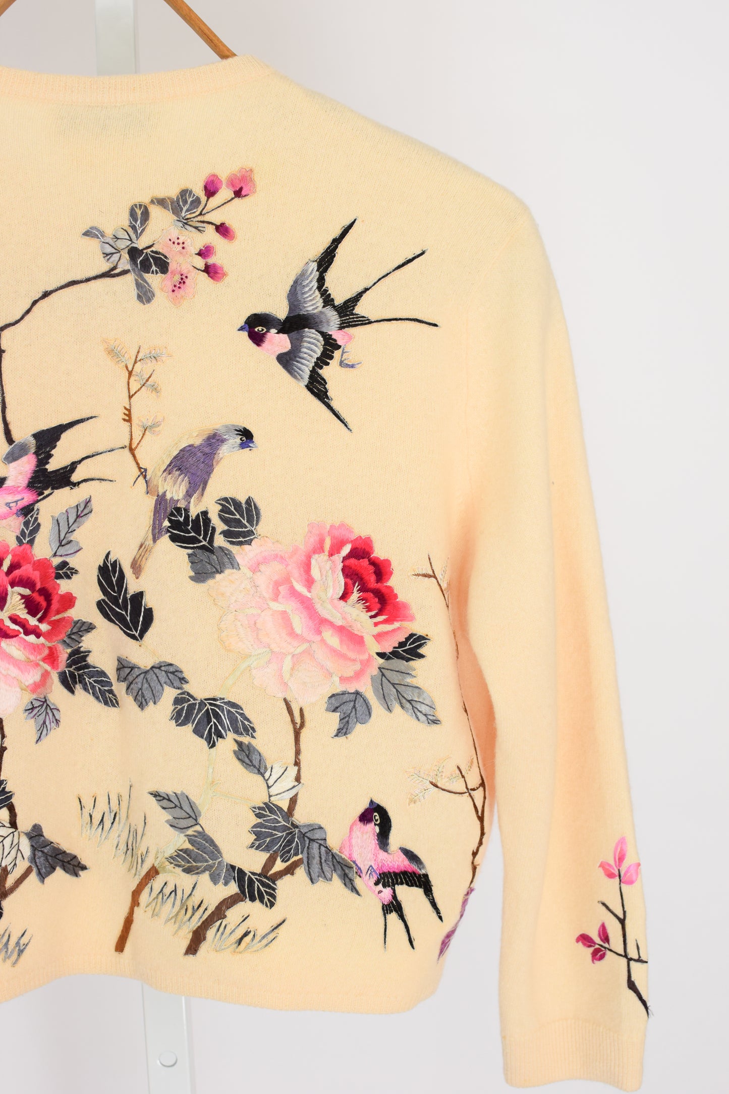 1950s/60s Embroidered Cashmere Cardigan | S