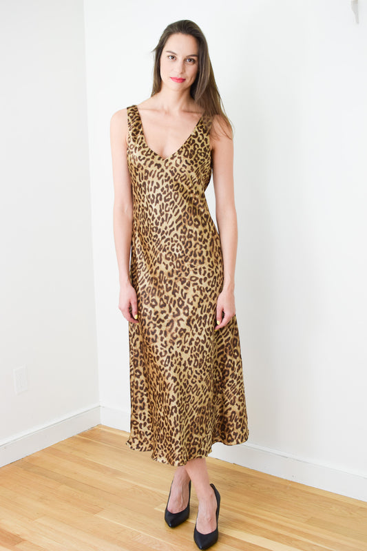 Vintage Silk Leopard Print Gown | M