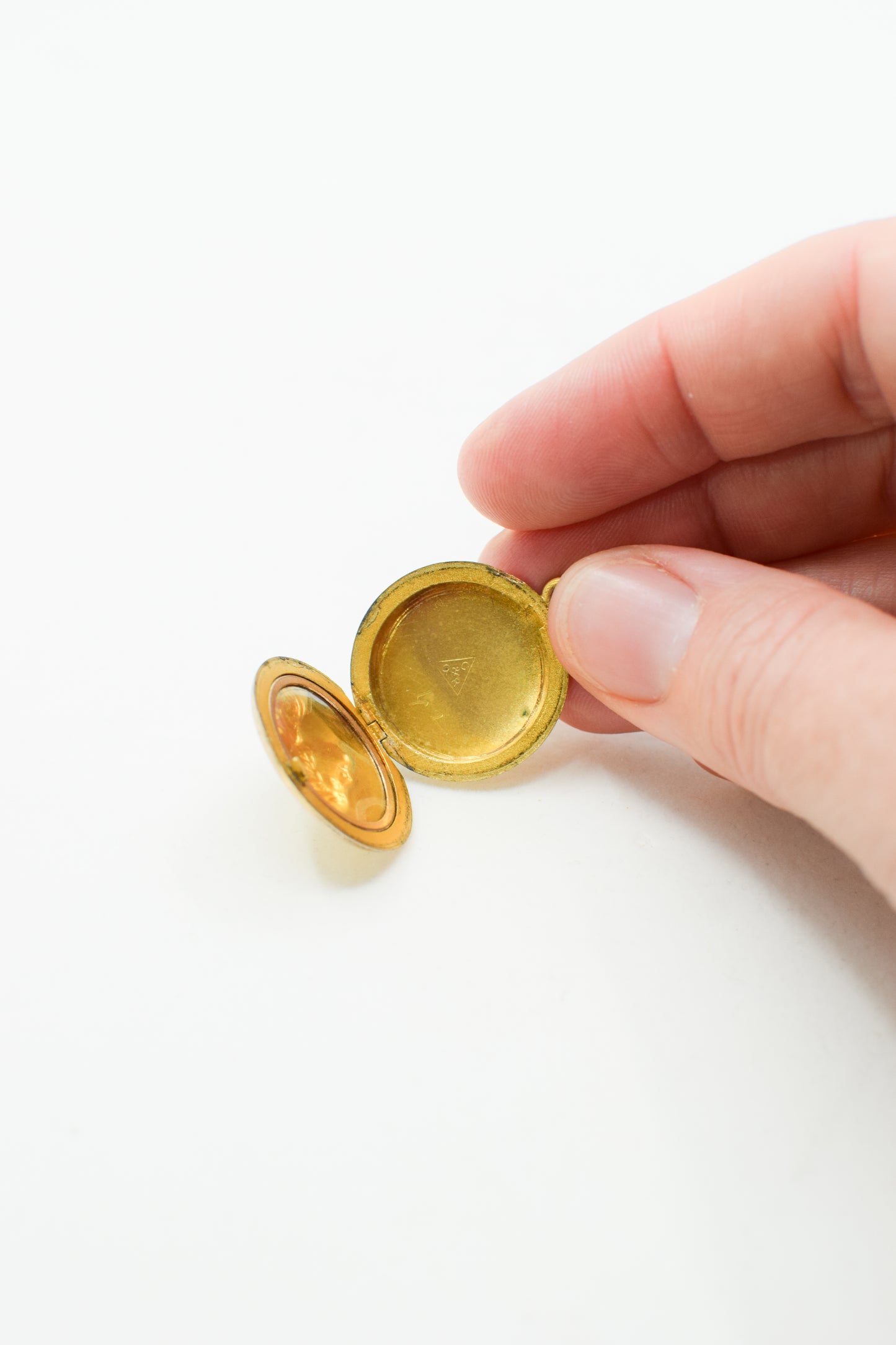 Petite Antique Art Nouveau Locket with Young Woman