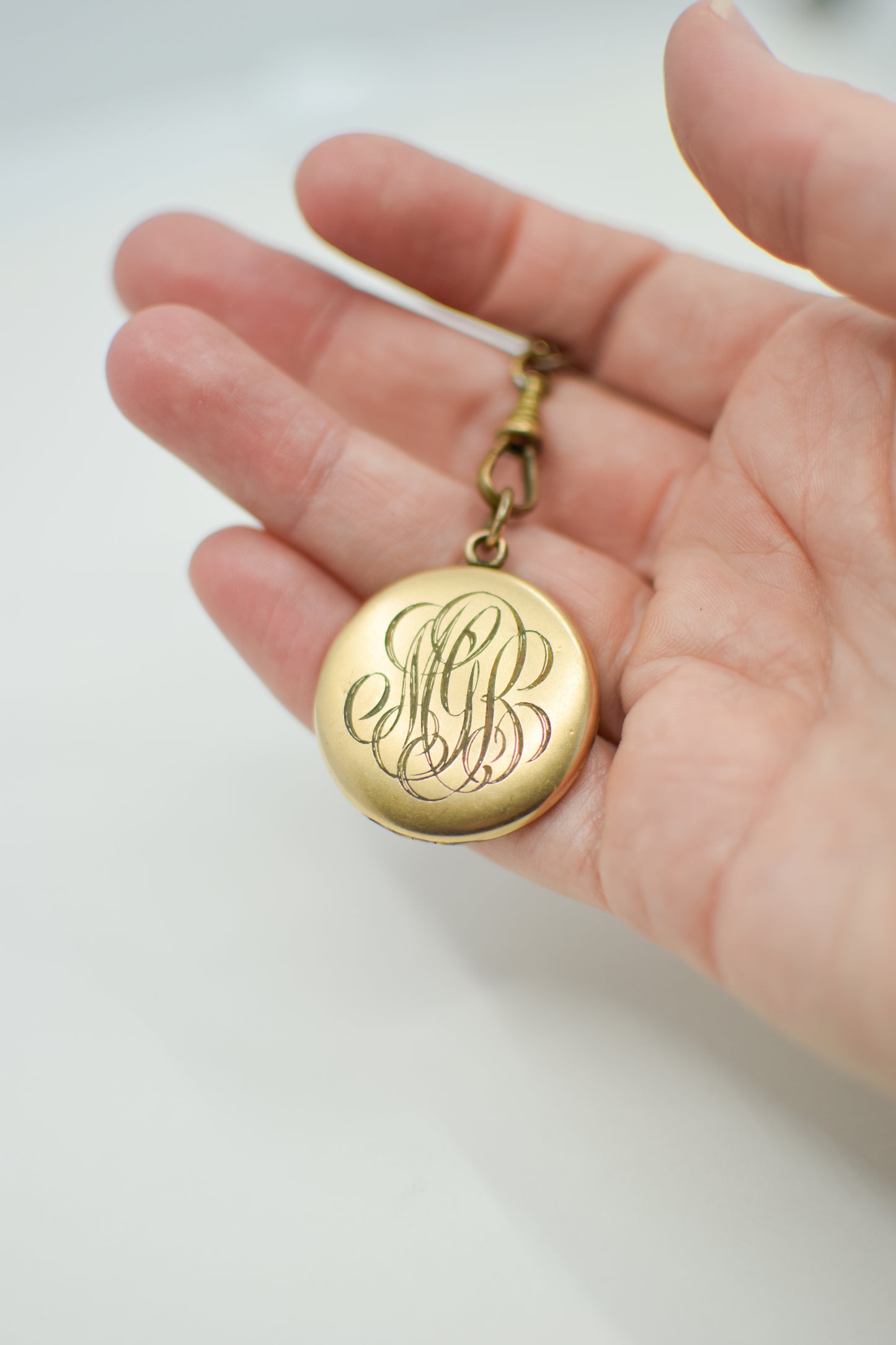 Antique Gold Fill Locket with Rhinestone Accents