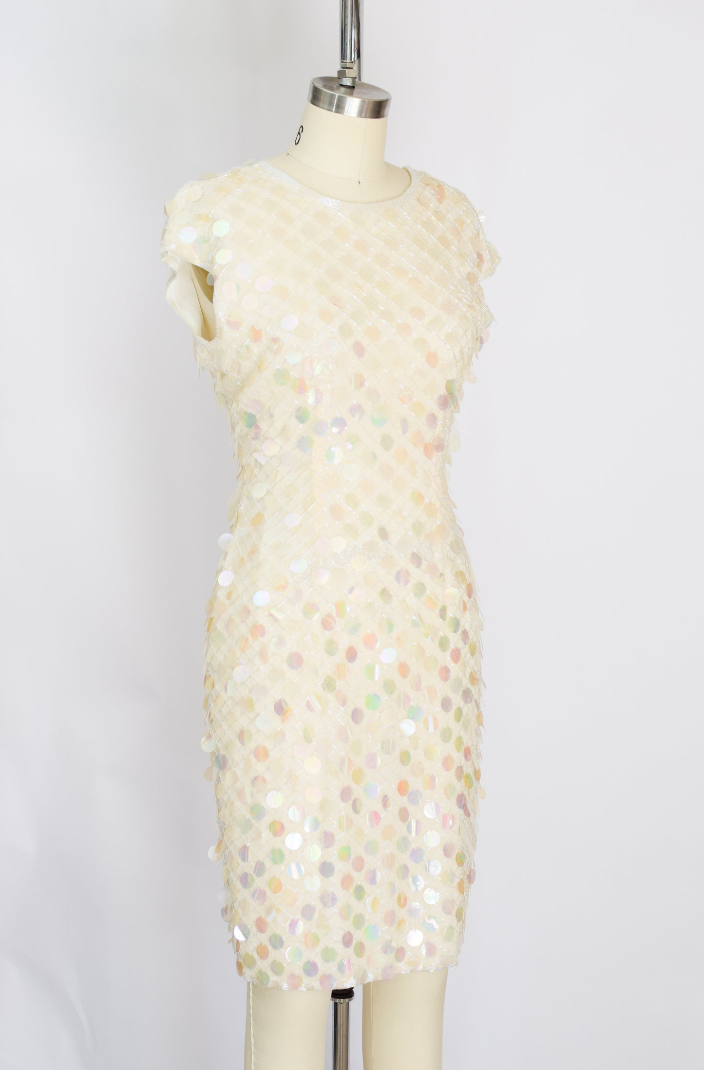 1990s Iridescent Sequined Sheath Dress | S/M