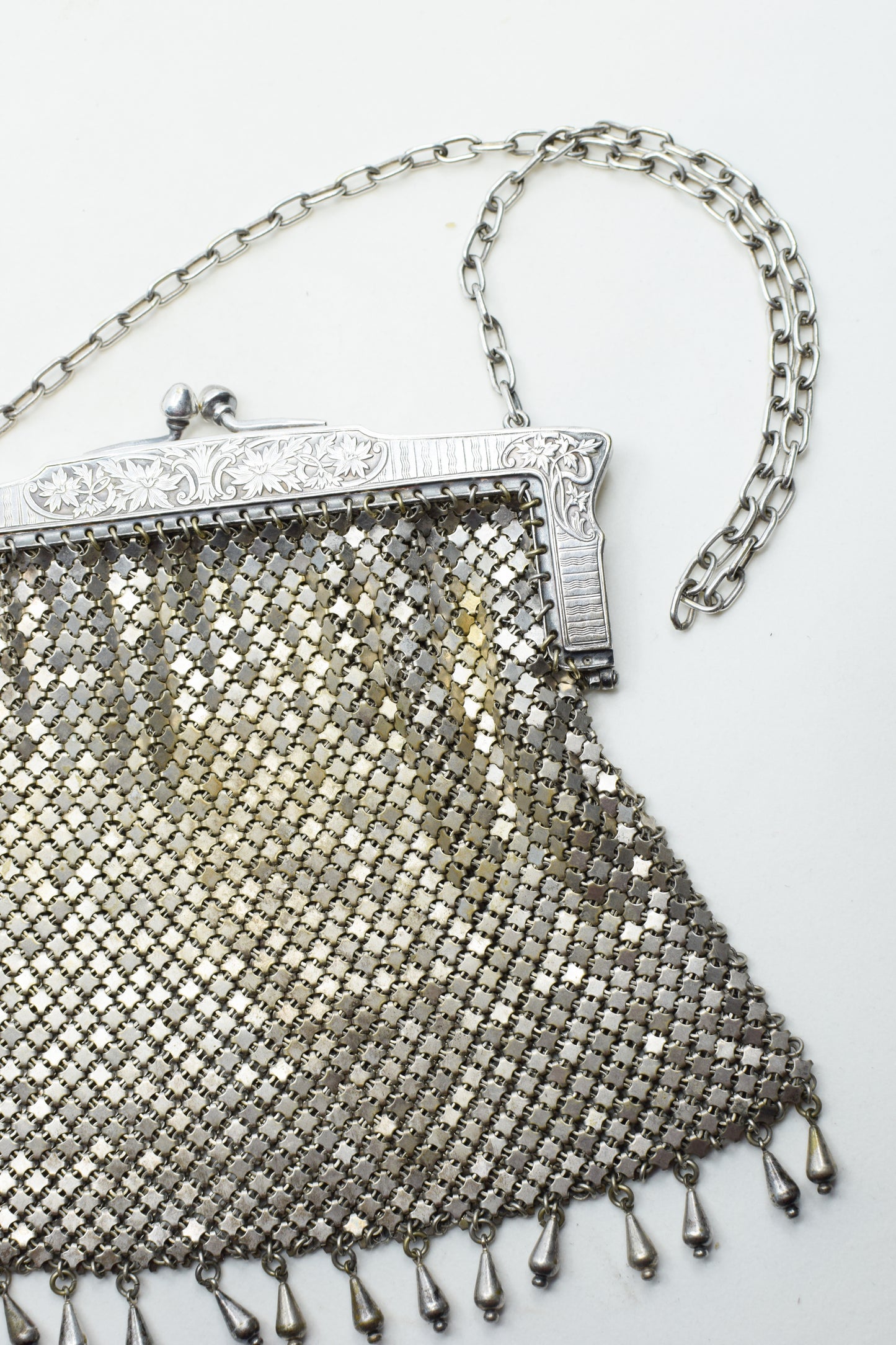 Antique Art Nouveau German Silver Mesh Purse