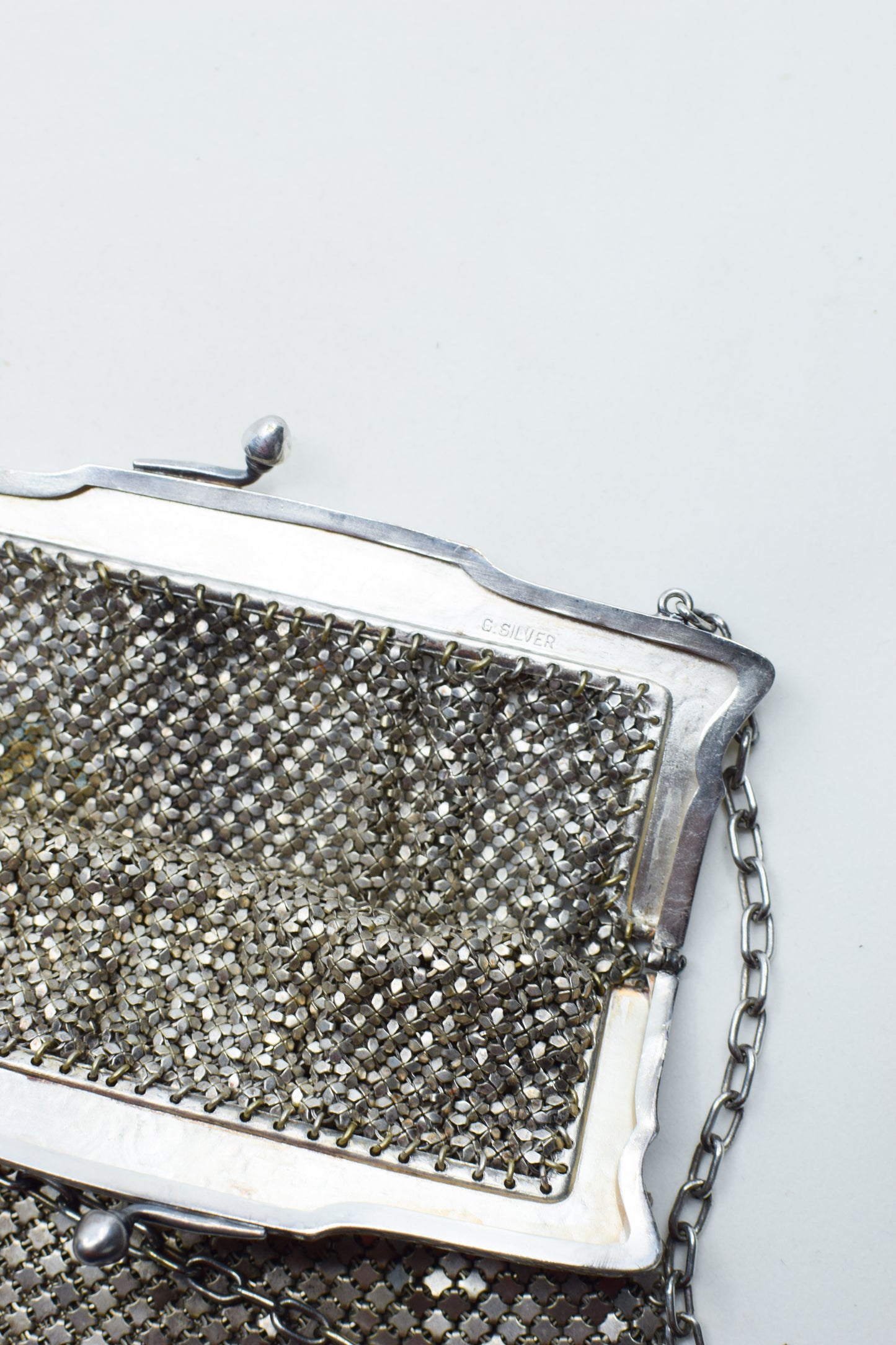 Antique Art Nouveau German Silver Mesh Purse