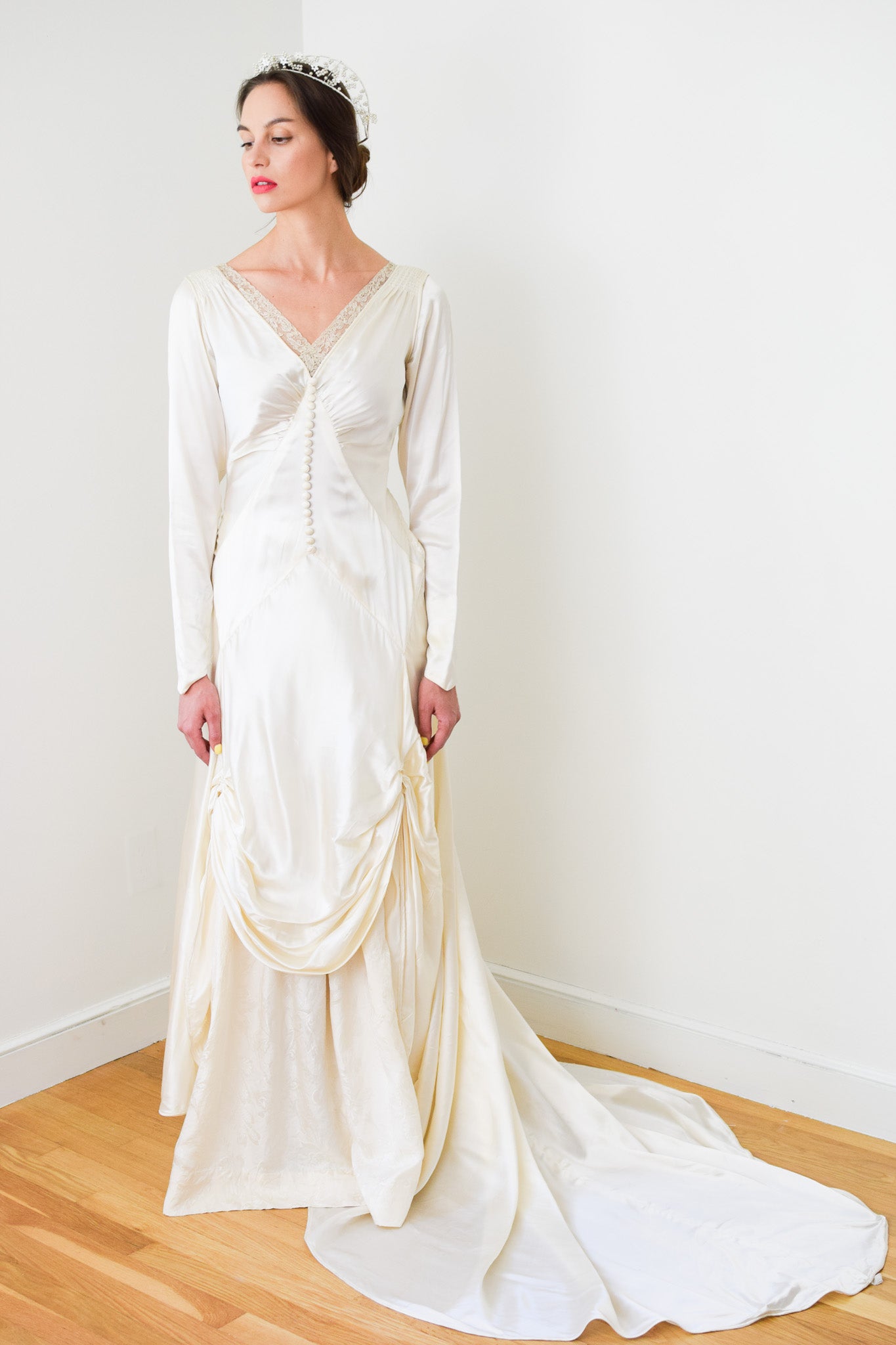 1930s Satin Wedding Gown | S