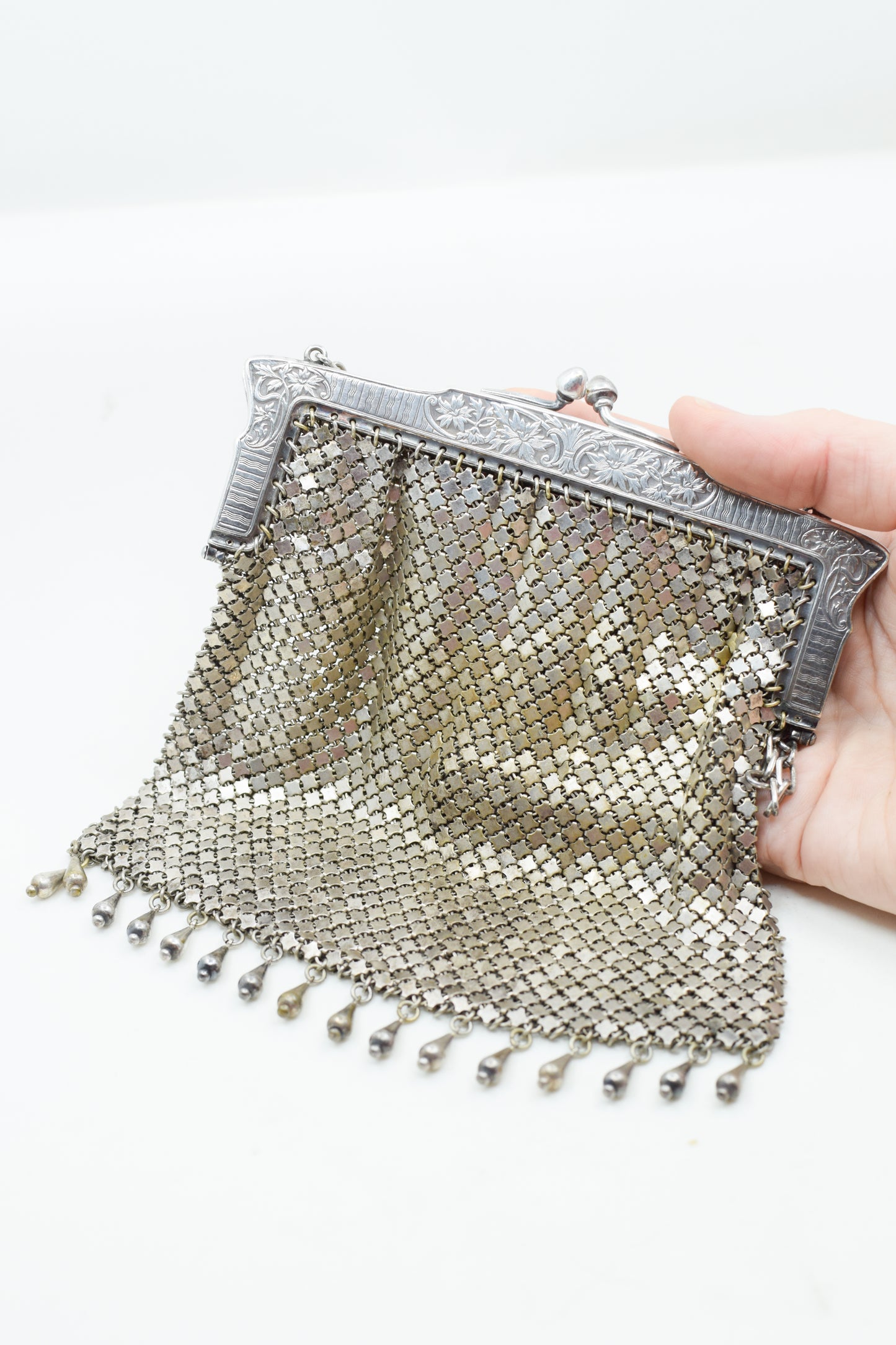 Antique Art Nouveau German Silver Mesh Purse