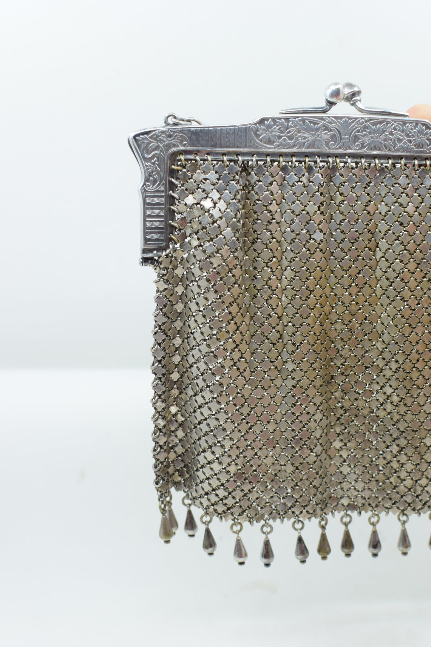 Antique Art Nouveau German Silver Mesh Purse