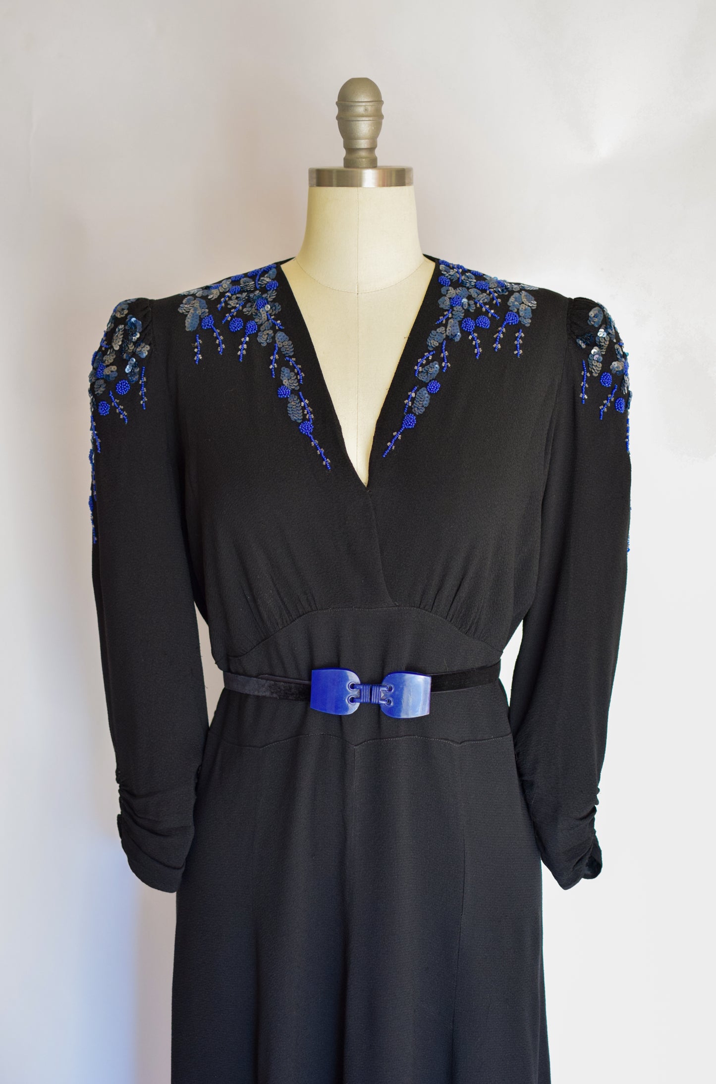 1940s Sequined Rayon Dress | M