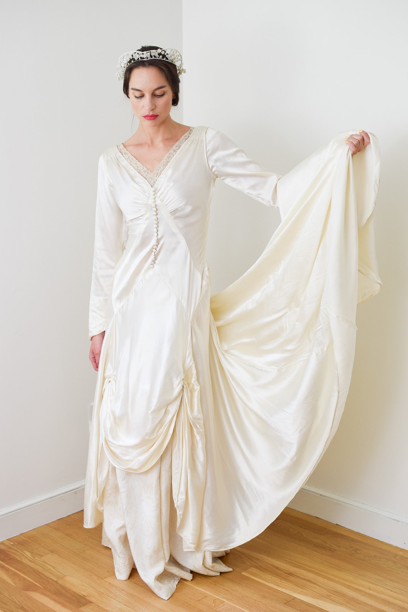 1930s Satin Wedding Gown | S