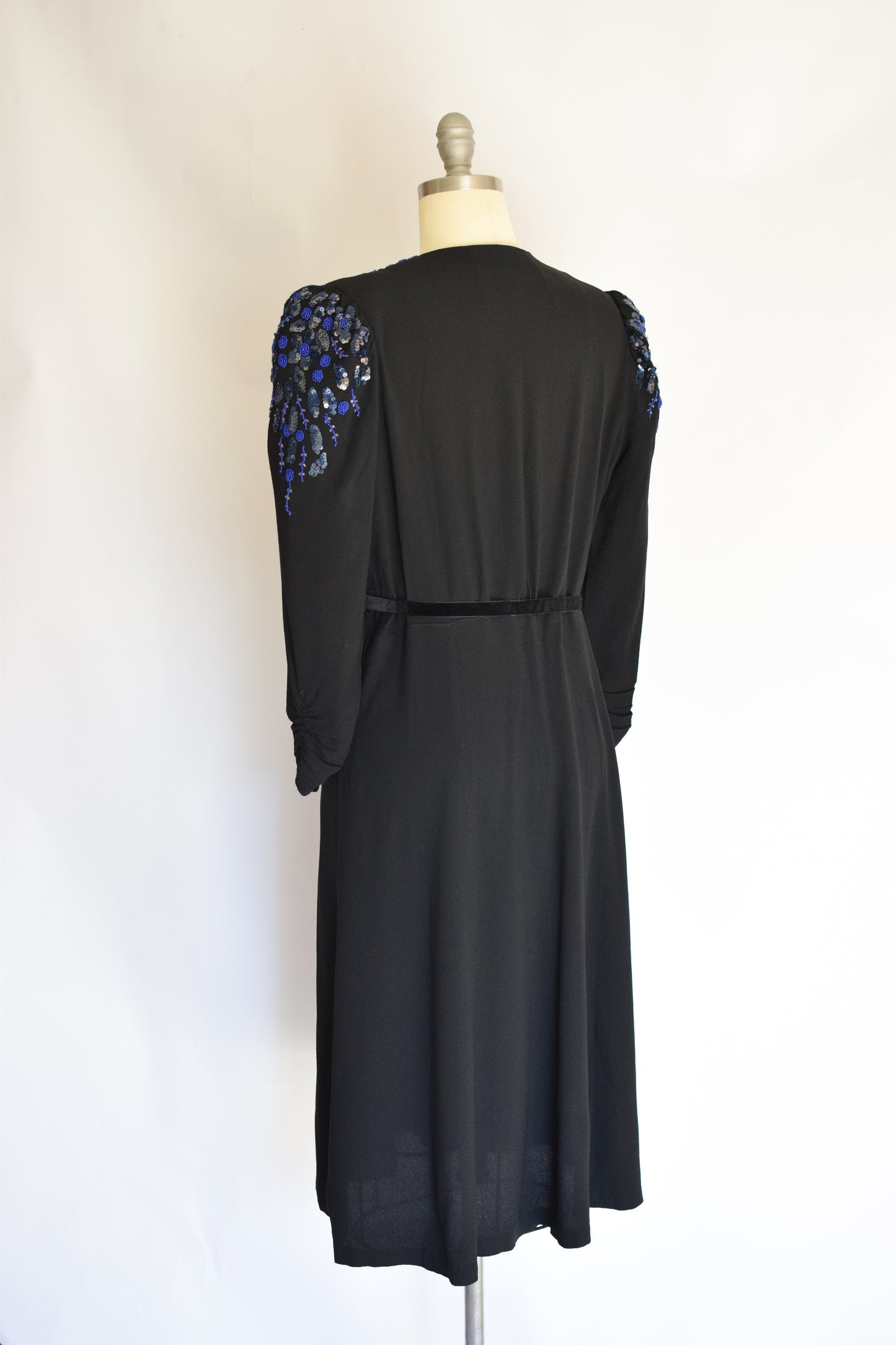 1940s Sequined Rayon Dress | M