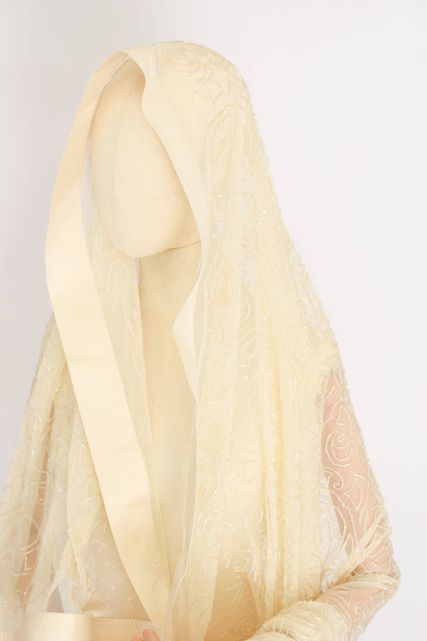 90s Beaded Mesh and Satin Shawl