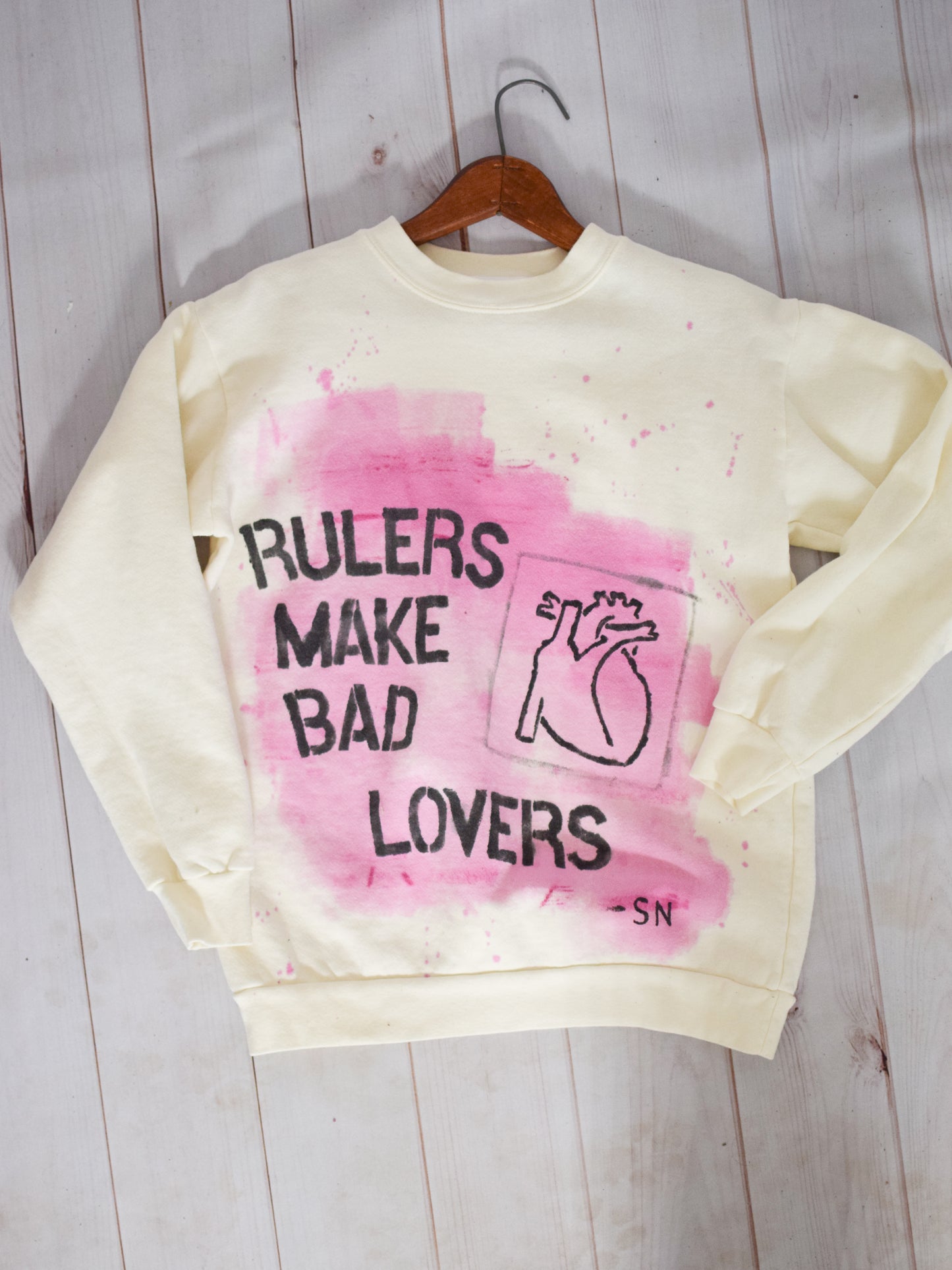 "Rulers Make Bad Lovers" Hand Printed Vintage Sweatshirt | ACLU Fundraiser