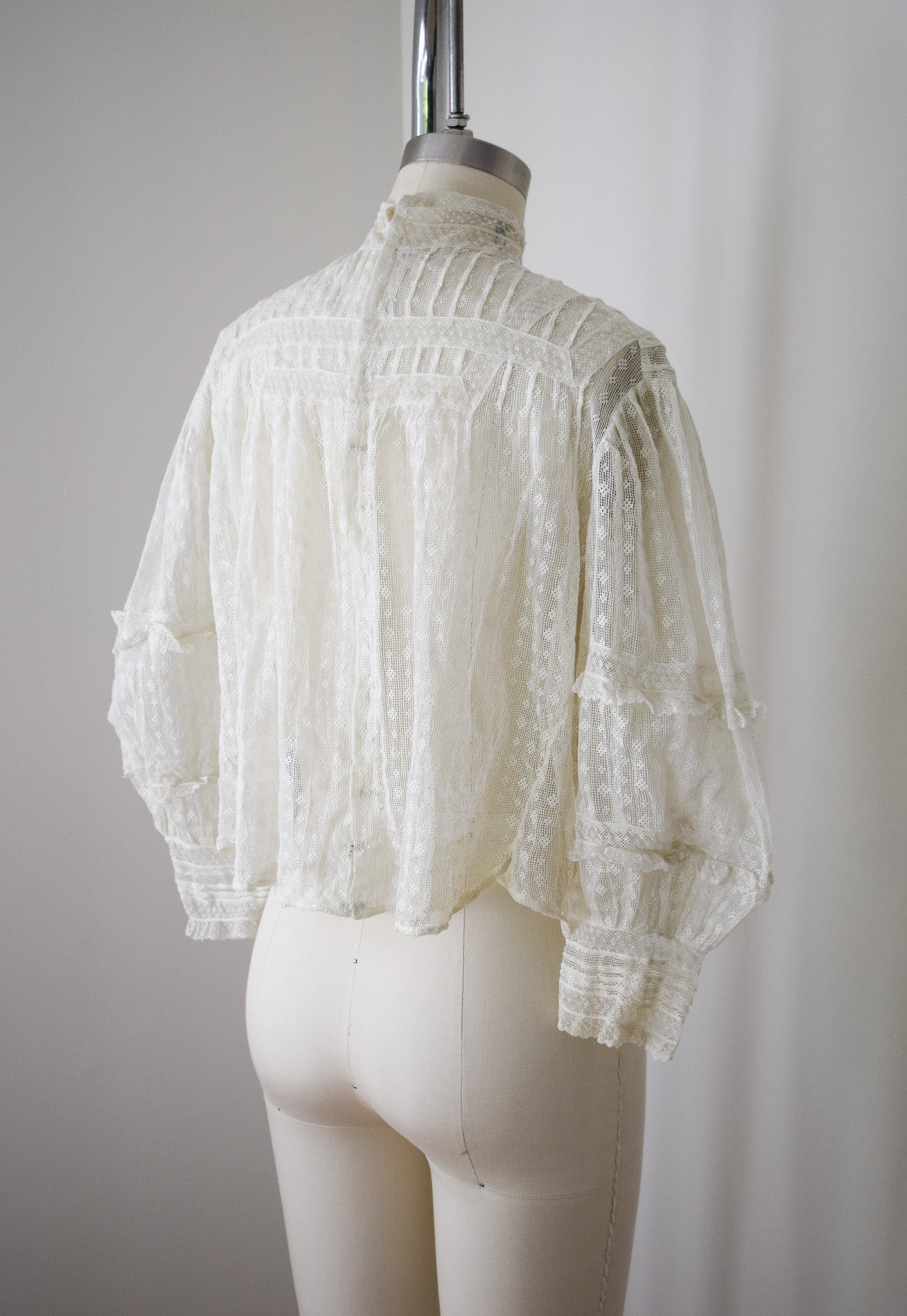 Antique Edwardian Lace Puff Sleeve Blouse | S