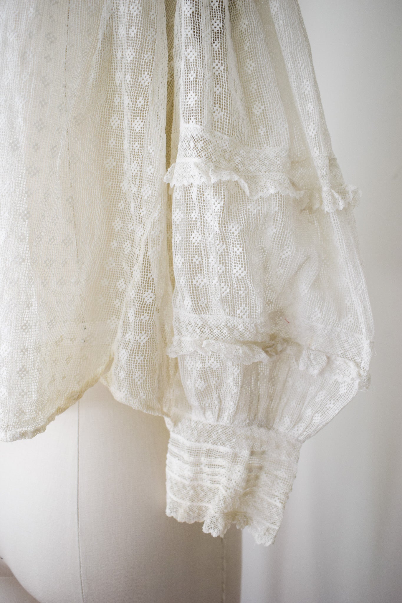 Antique Edwardian Lace Puff Sleeve Blouse | S