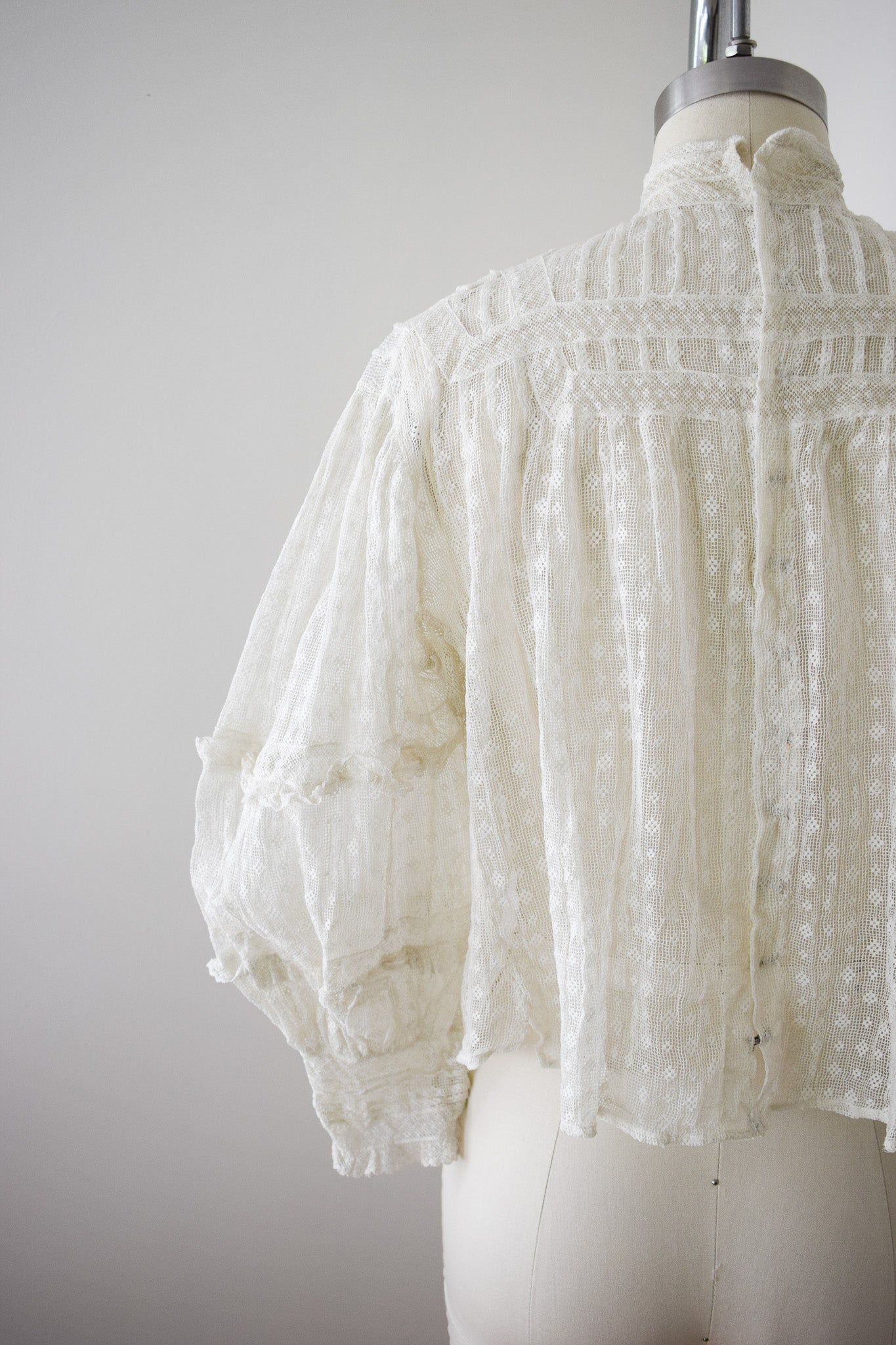 Antique Edwardian Lace Puff Sleeve Blouse | S