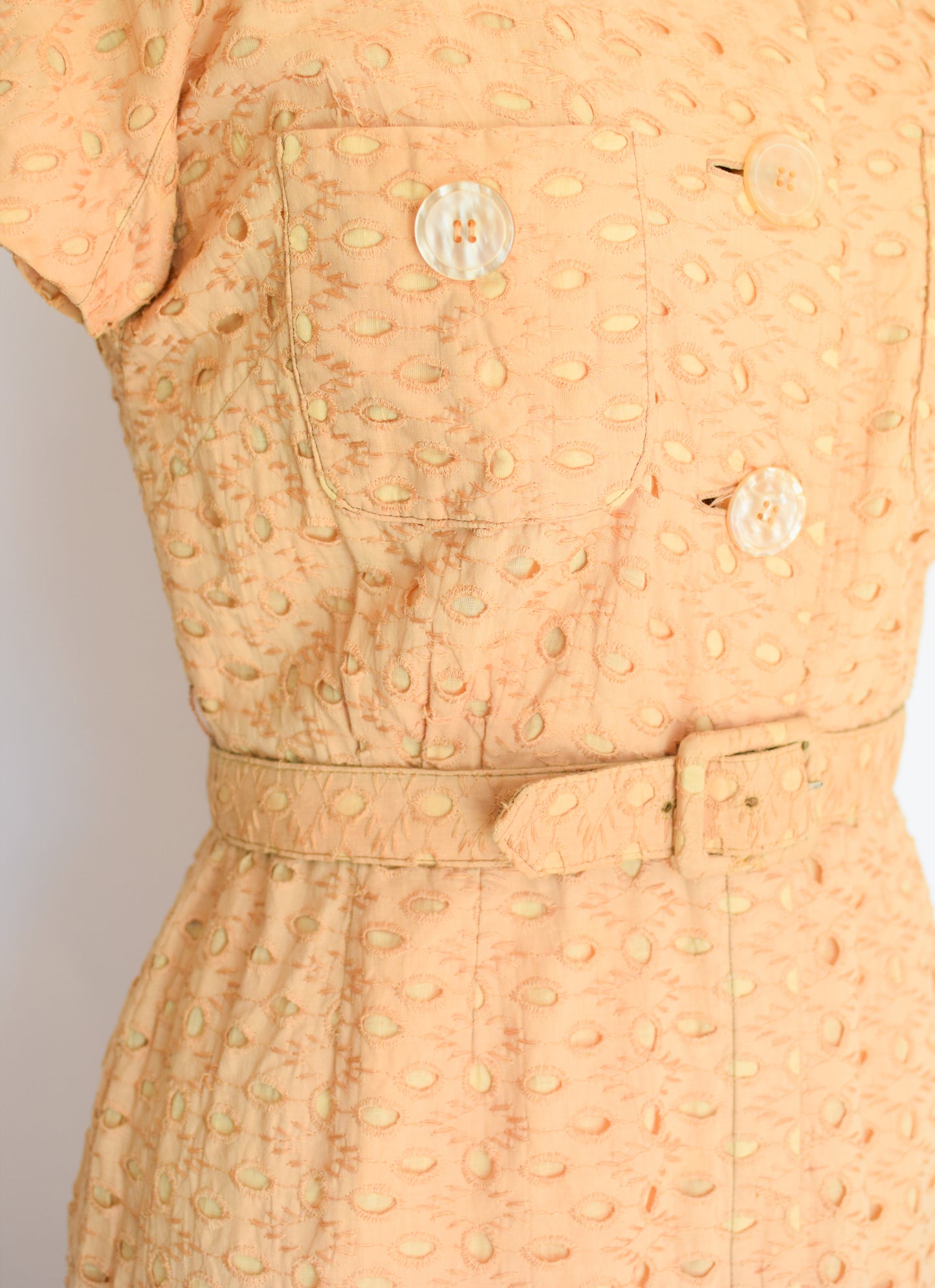 1950s/60s Eyelet Dress by Herman Marcus | M