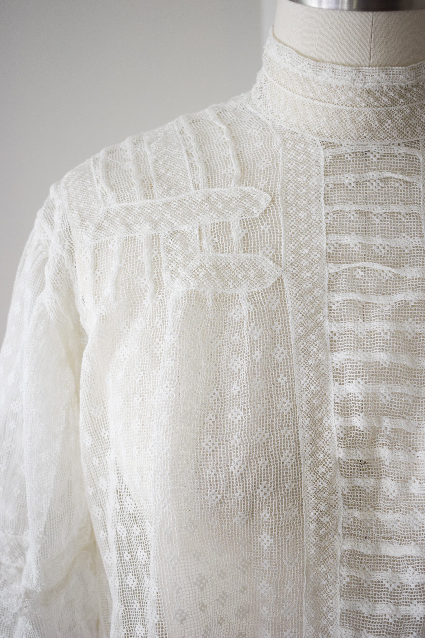 Antique Edwardian Lace Puff Sleeve Blouse | S