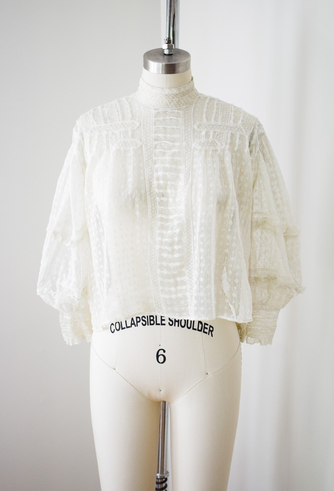 Antique Edwardian Lace Puff Sleeve Blouse | S
