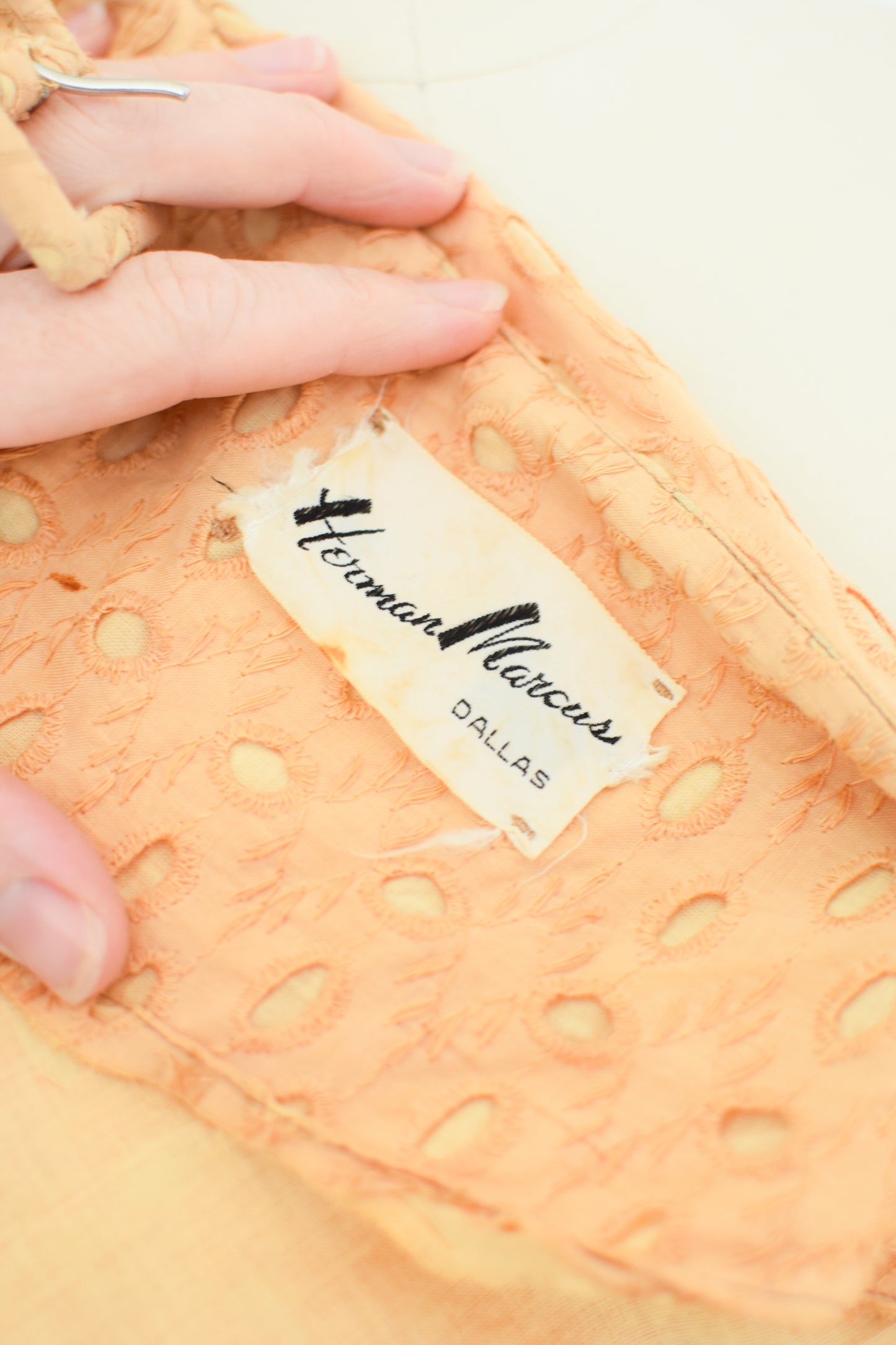 1950s/60s Eyelet Dress by Herman Marcus | M