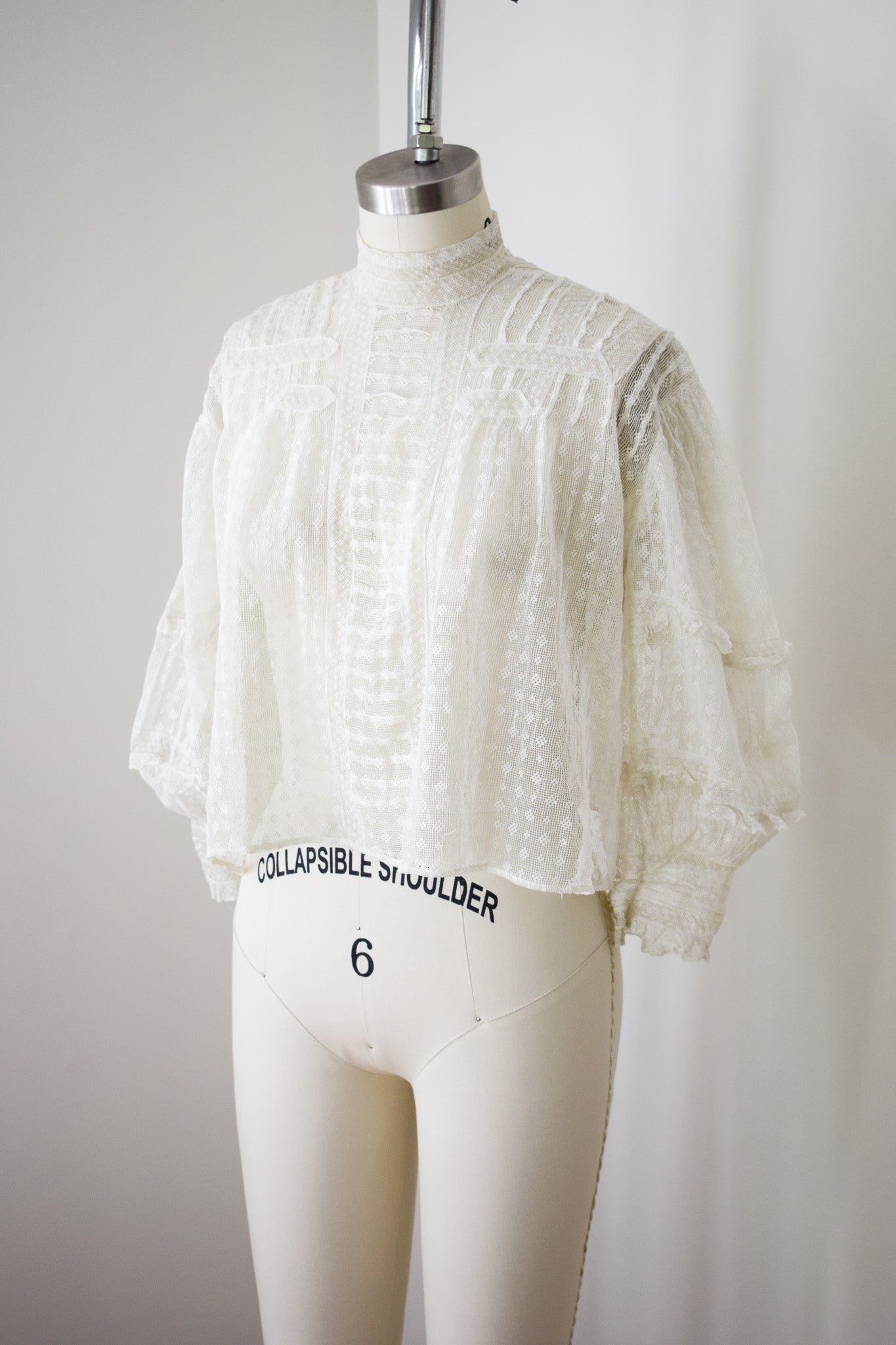 Antique Edwardian Lace Puff Sleeve Blouse | S