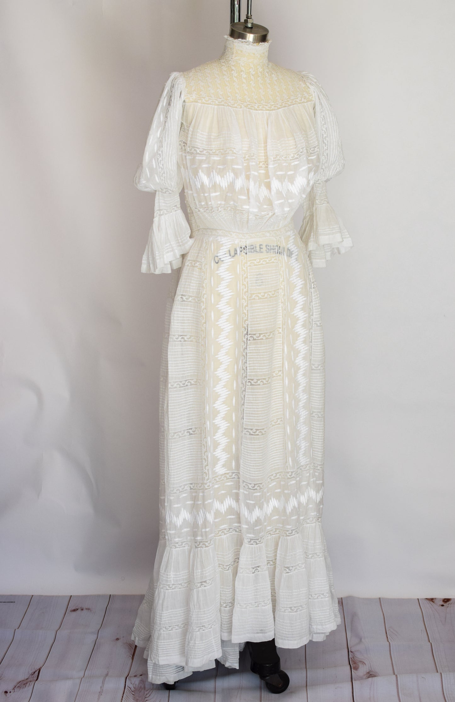 Antique Edwardian White Cotton Dress | S/M