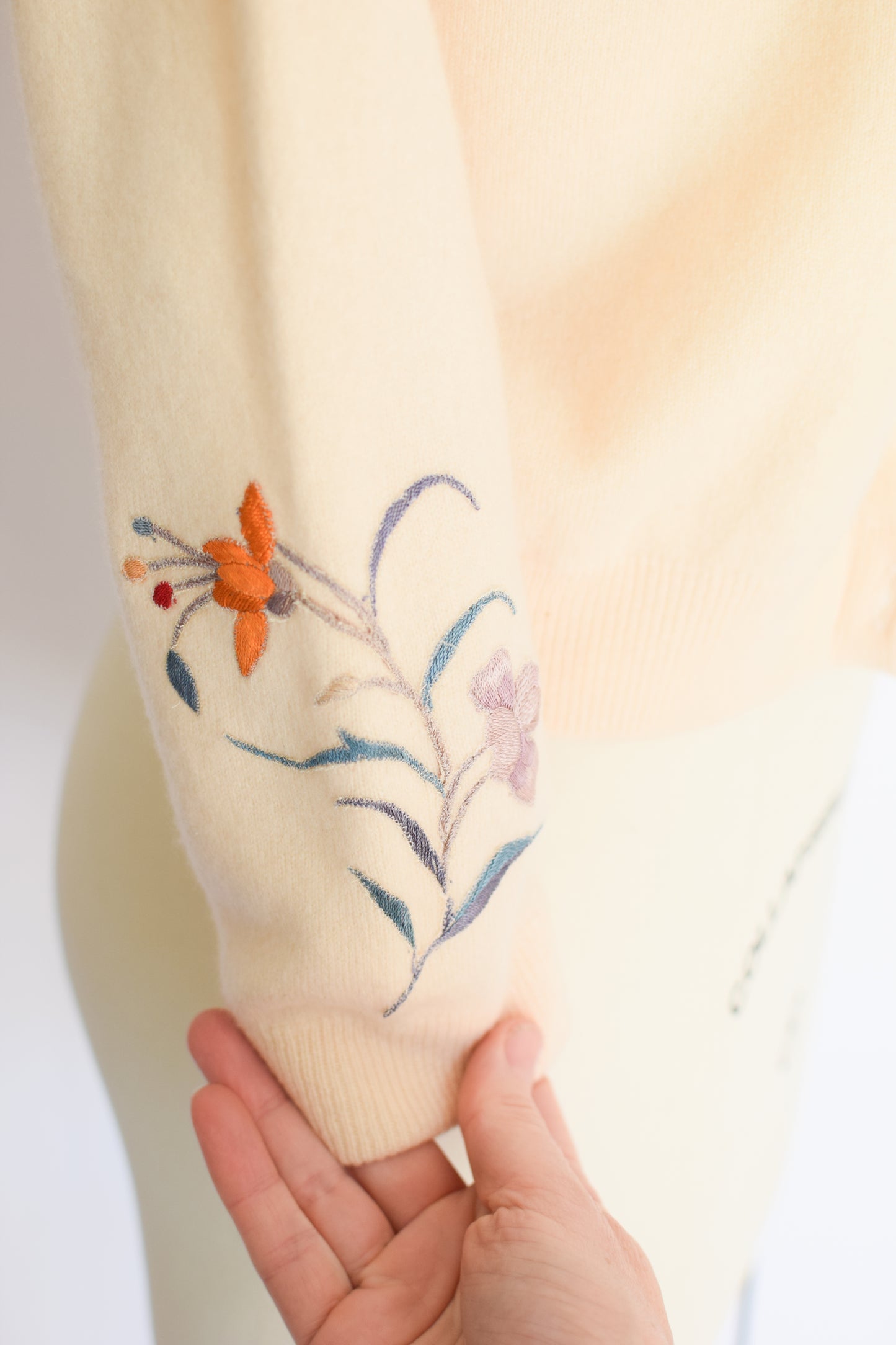 50s Embroidered Cashmere Cardigan by Malouf | S