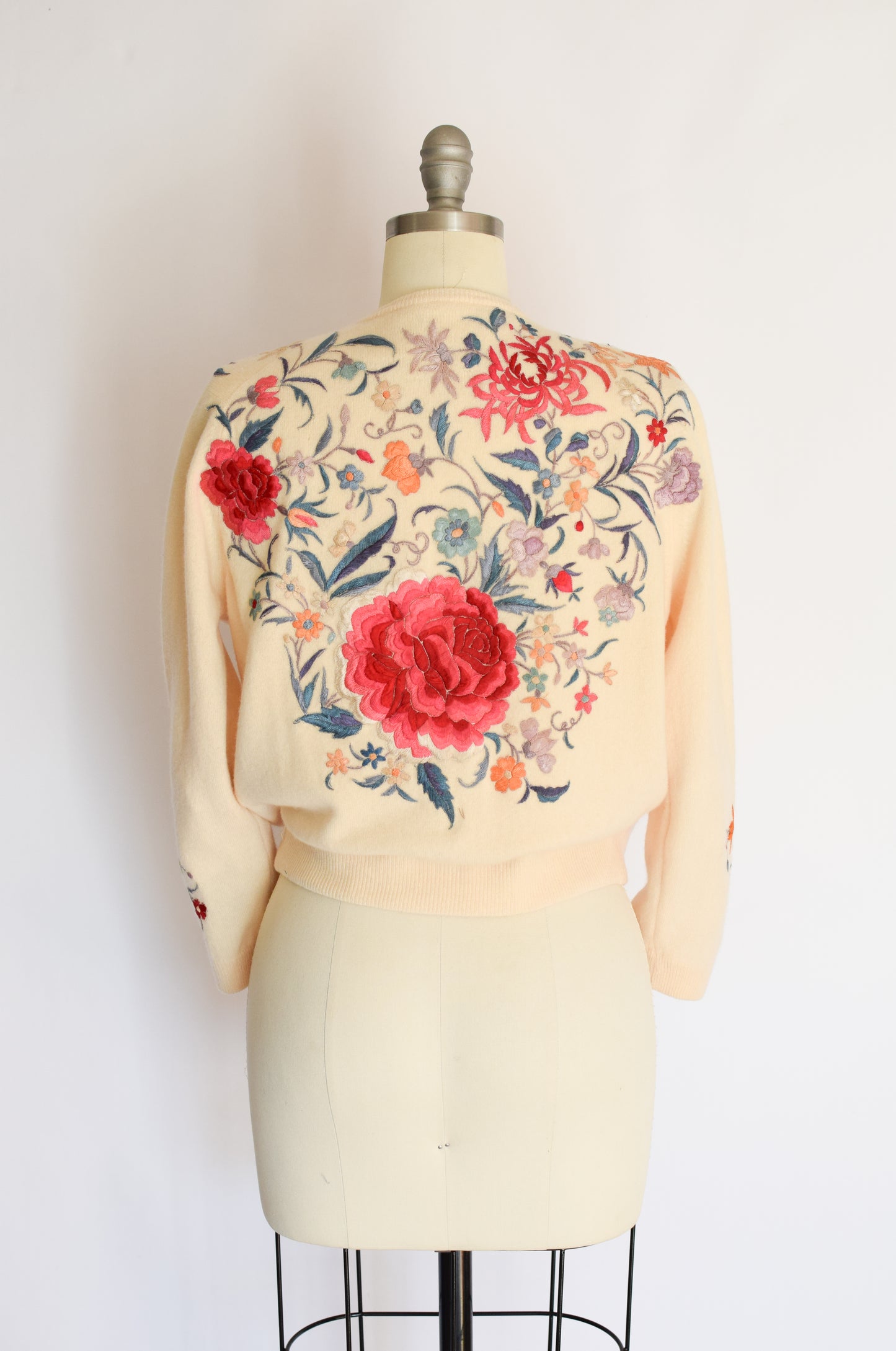 50s Embroidered Cashmere Cardigan by Malouf | S