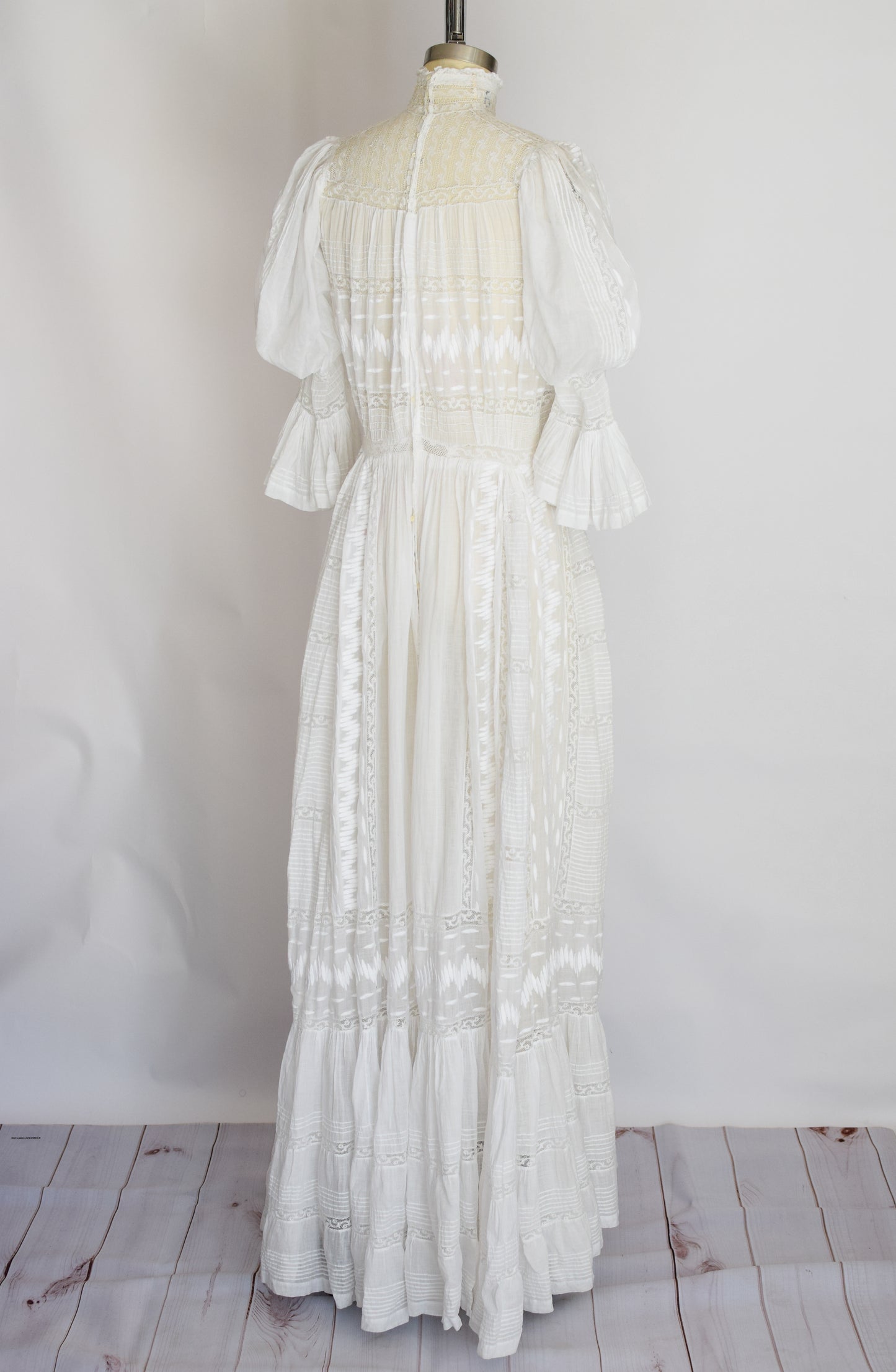 Antique Edwardian White Cotton Dress | S/M