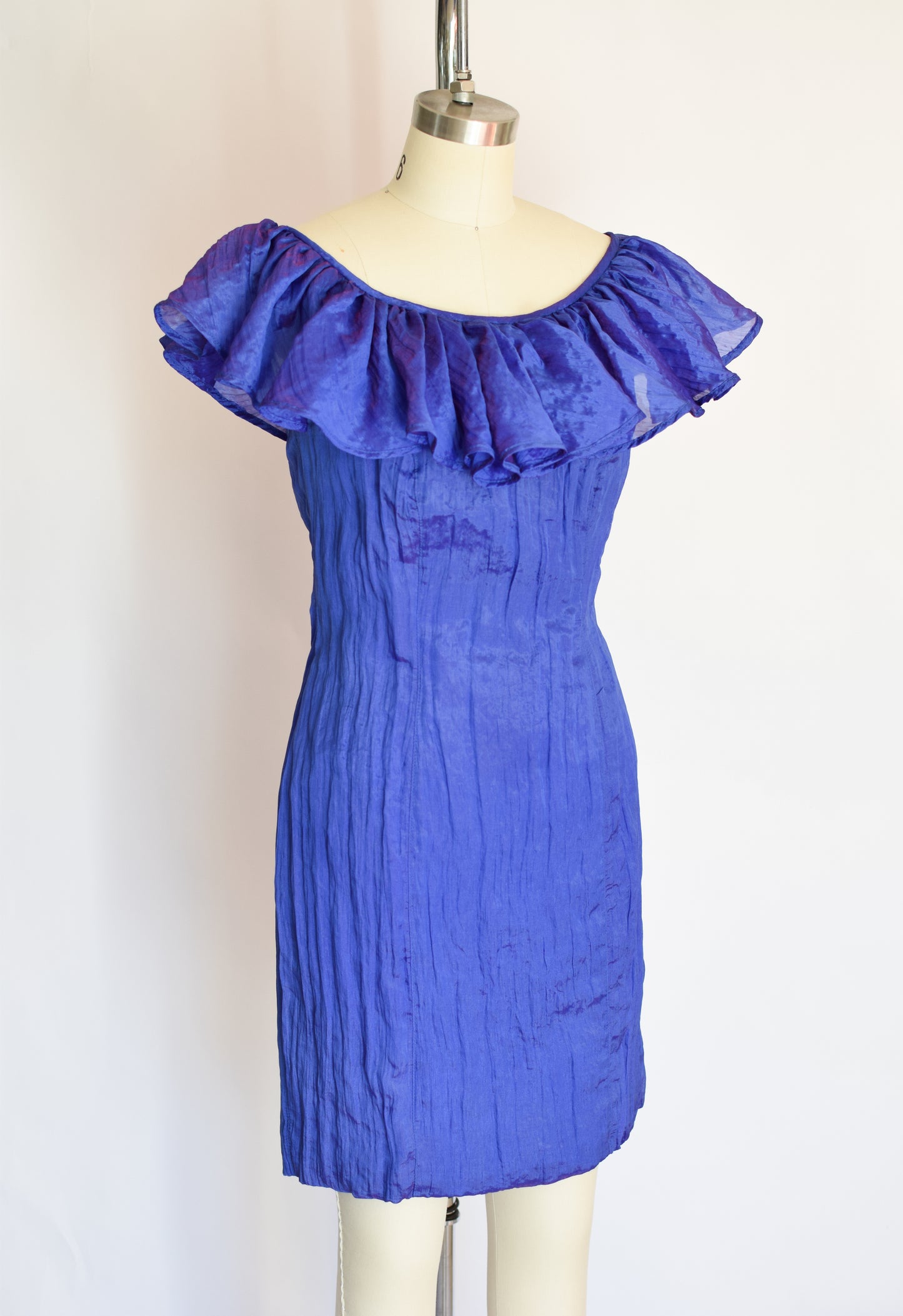 90s Crinkle Mini Dress by Jan Barboglio | S