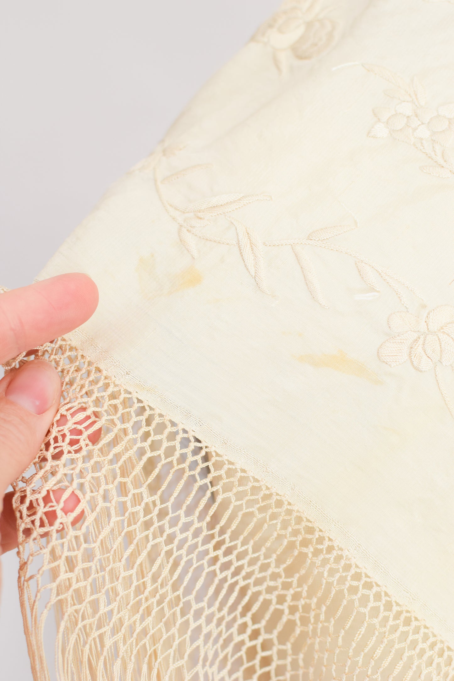 Antique Silk Embroidered Piano Shawl