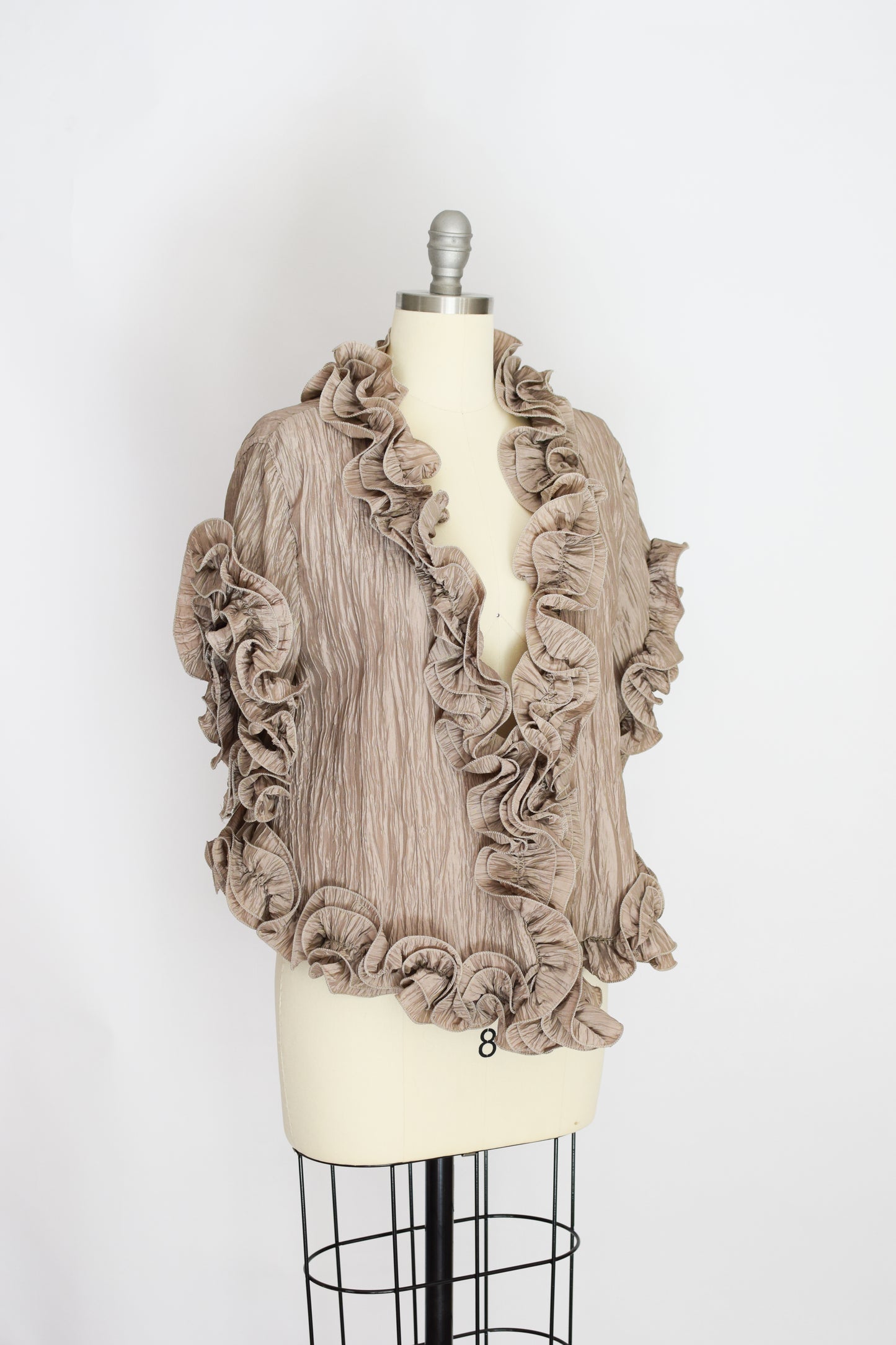 Ecru Satin Sculptural Jacket | S-L