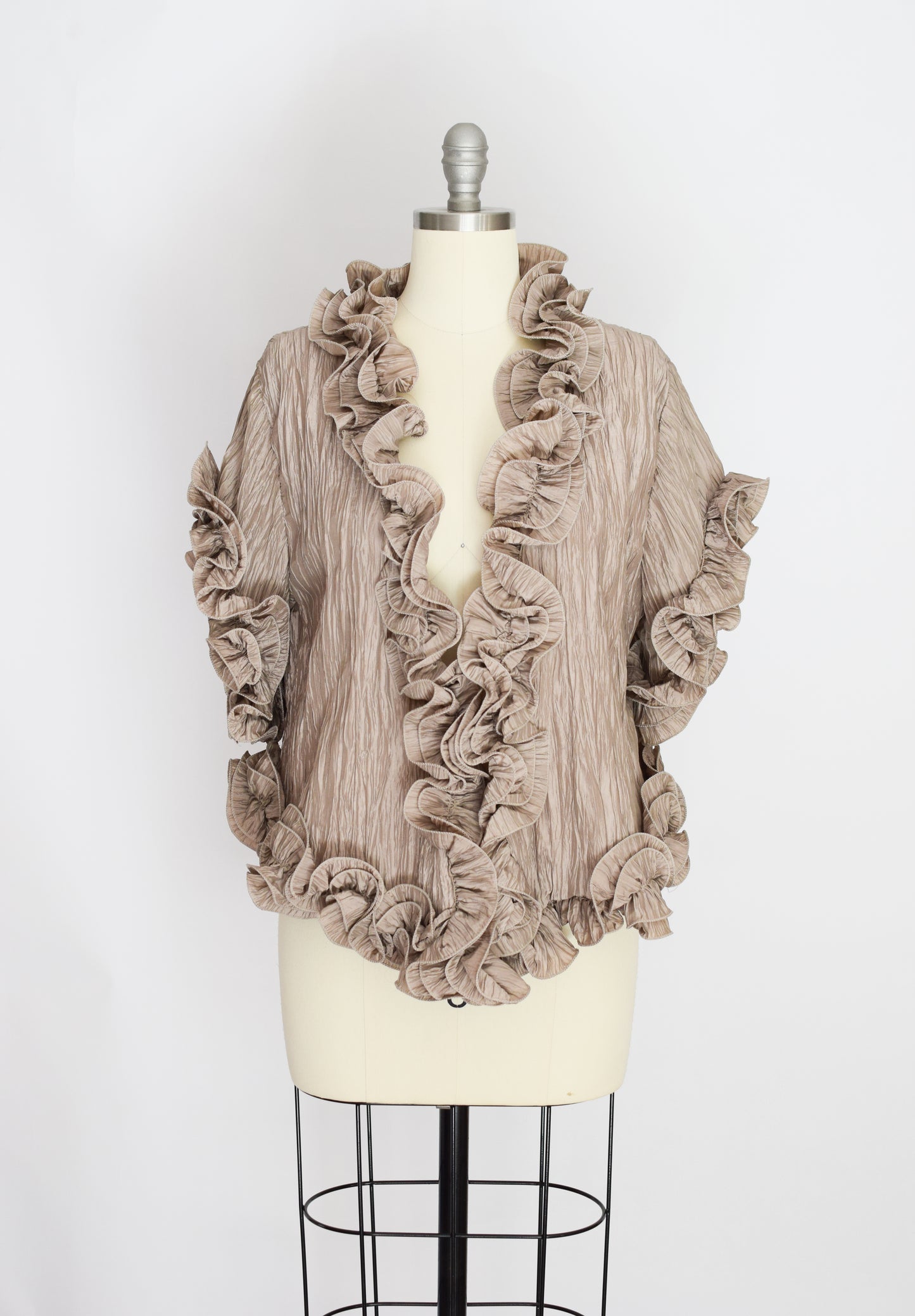 Ecru Satin Sculptural Jacket | S-L