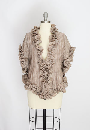 Ecru Satin Sculptural Jacket | S-L