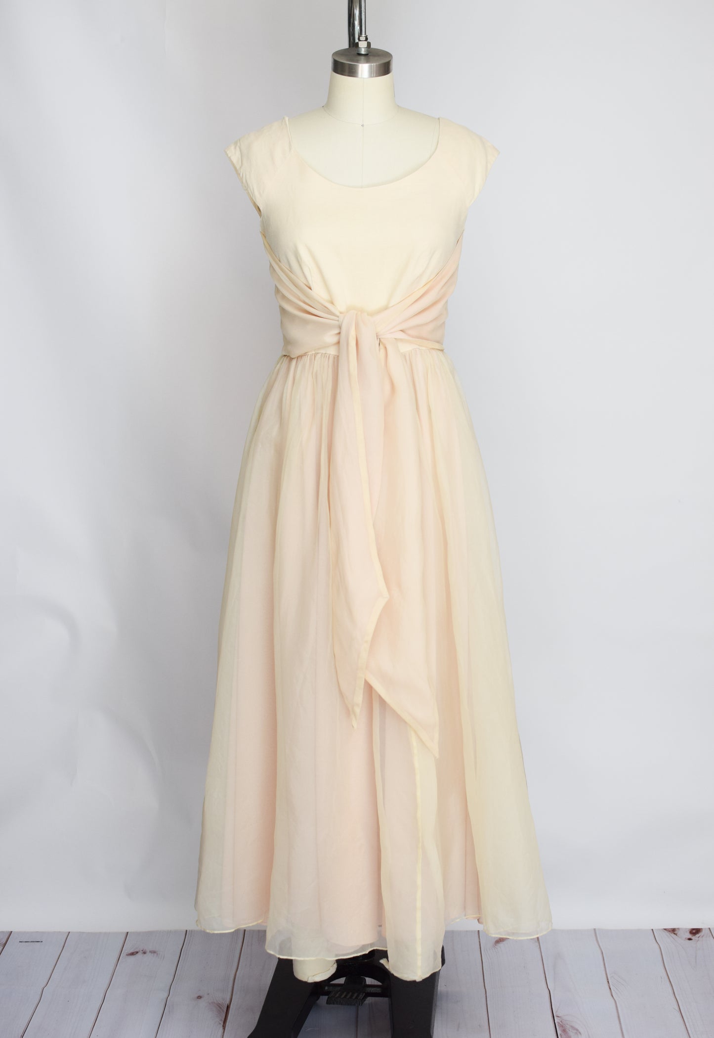 90s Silk and Linen Wrap Waist Dress | S | Elizabeth Wayman