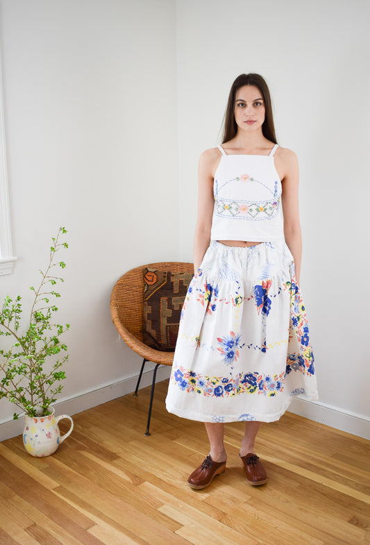 Reworked Vintage Tablecloth Skirt | S-M